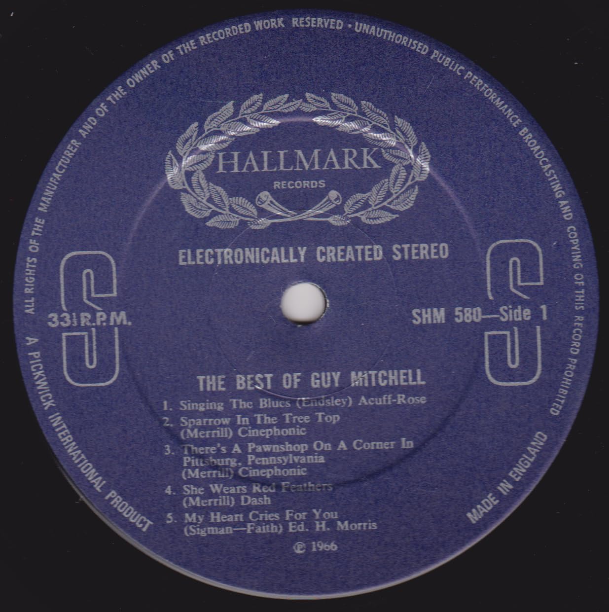 The Best of Guy Mitchell (Hallmark) 12" vinyl LP VG/VG