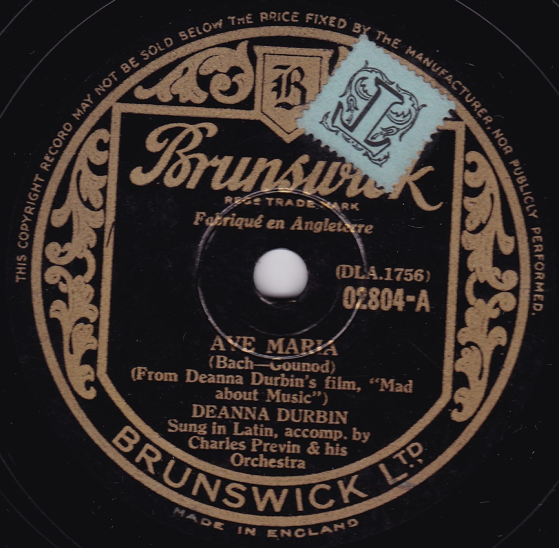 Deanna Durbin – Alleluja (Brunswick 1940) 10" 78 RPM shellac single VG/-