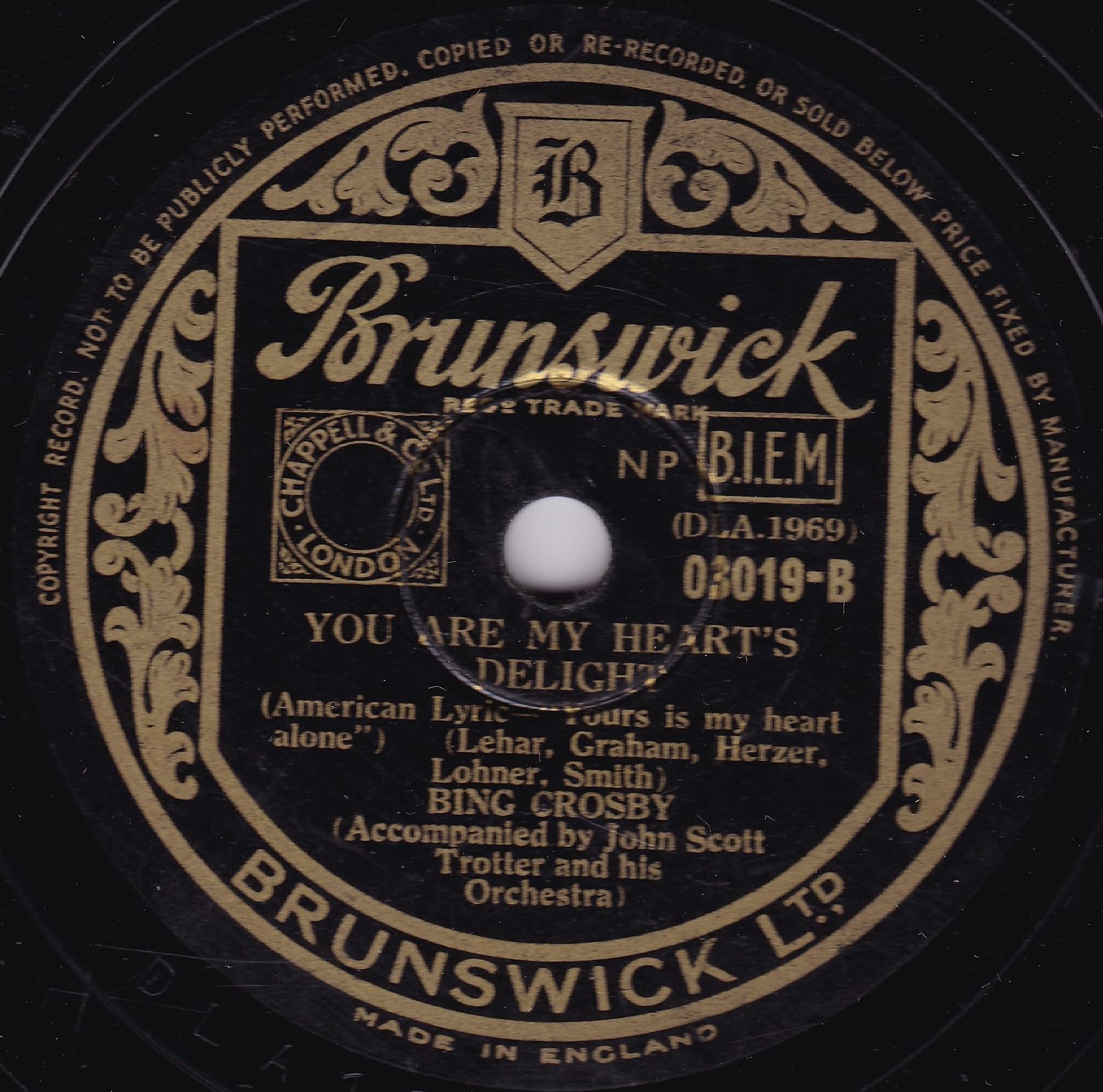 Bing Crosby ‎– Beautiful Dreamer (Brunswick) 10" 78 RPM shellac single VG/-