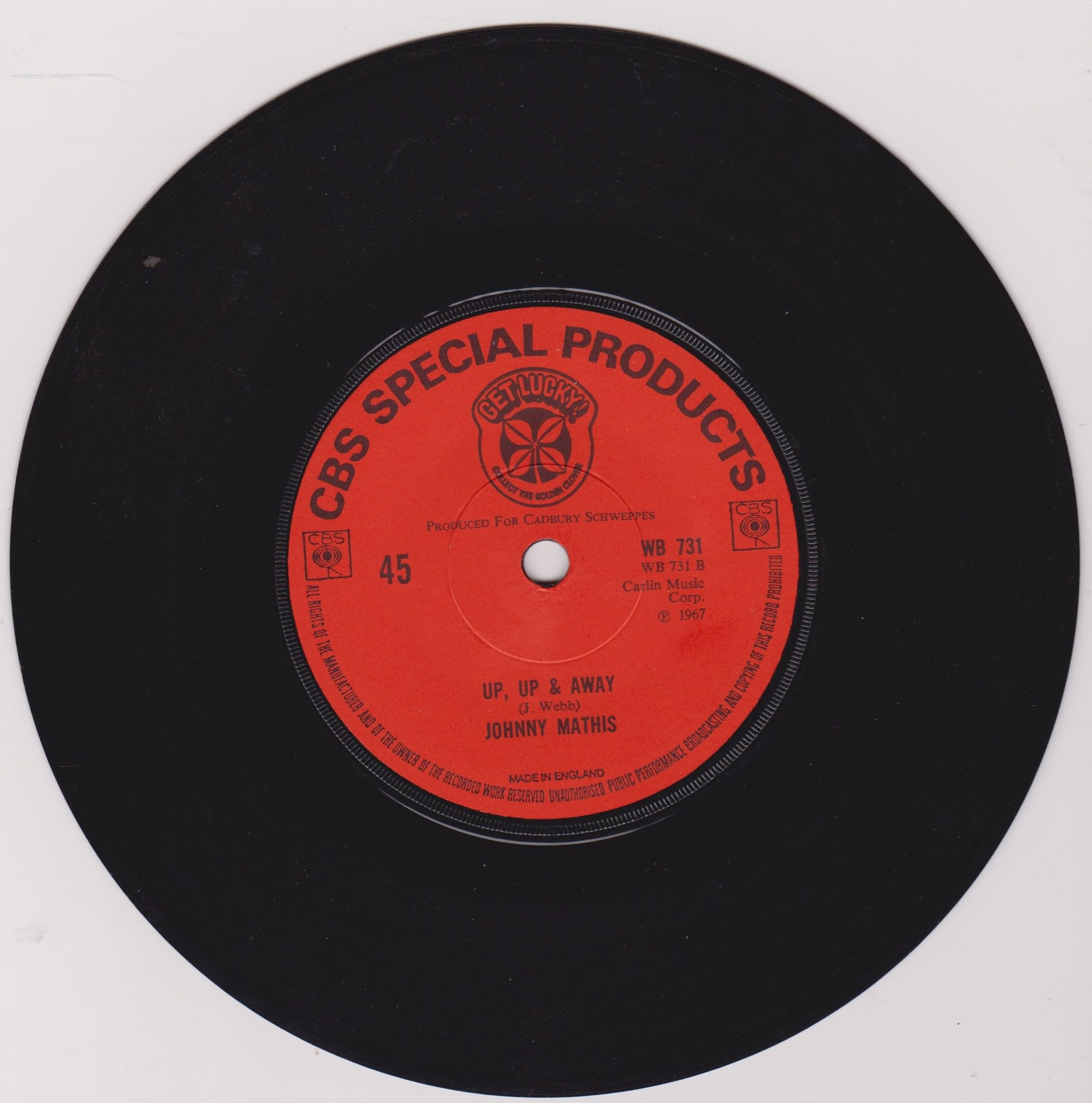 Aretha Franklin / Johnny Mathis ‎– Mocking Bird / Up, Up & Away (CBS) 7" vinyl single VG/-