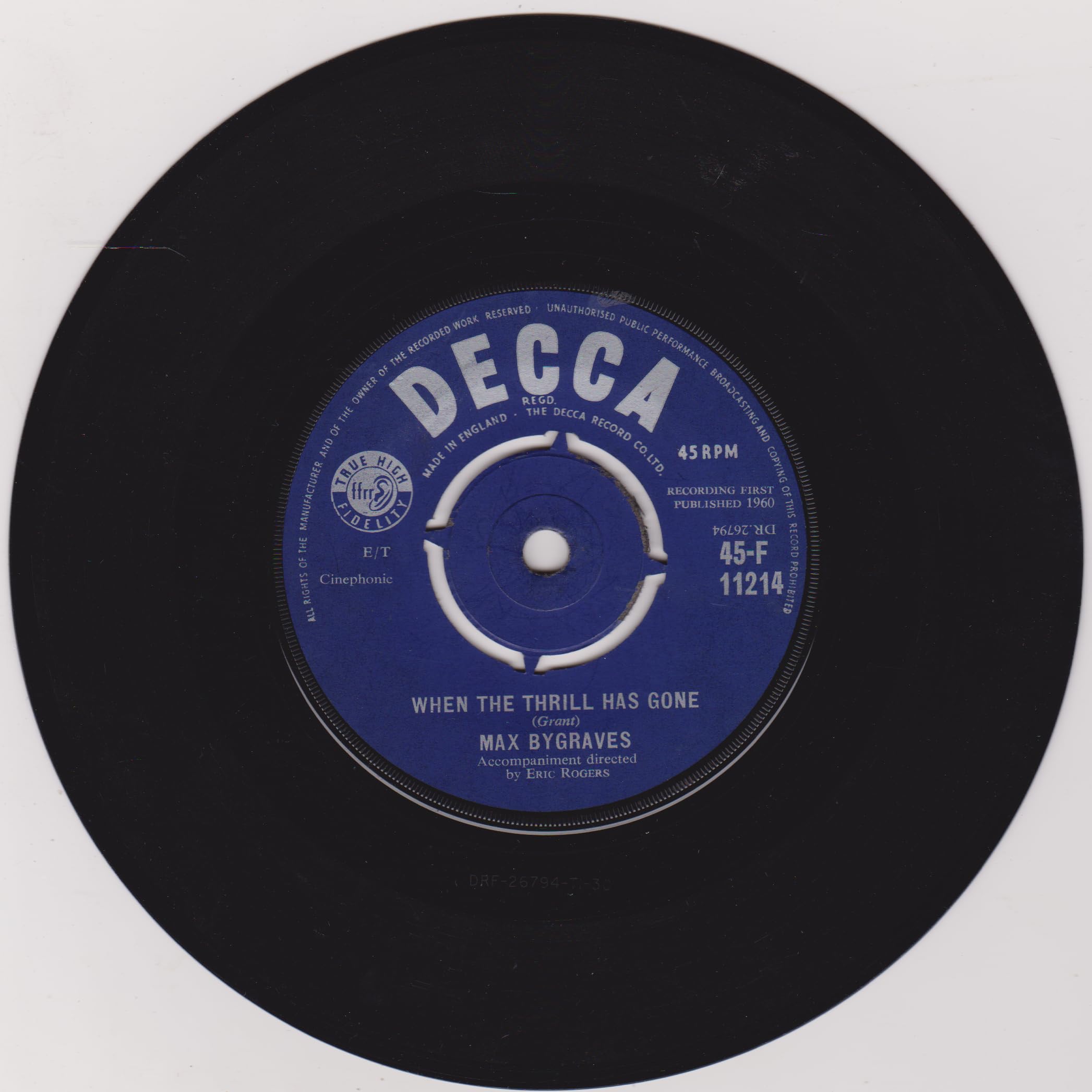 Max Bygraves – Fings Ain't Wot They Used T'Be (Decca 1960) 7" vinyl single VG/-
