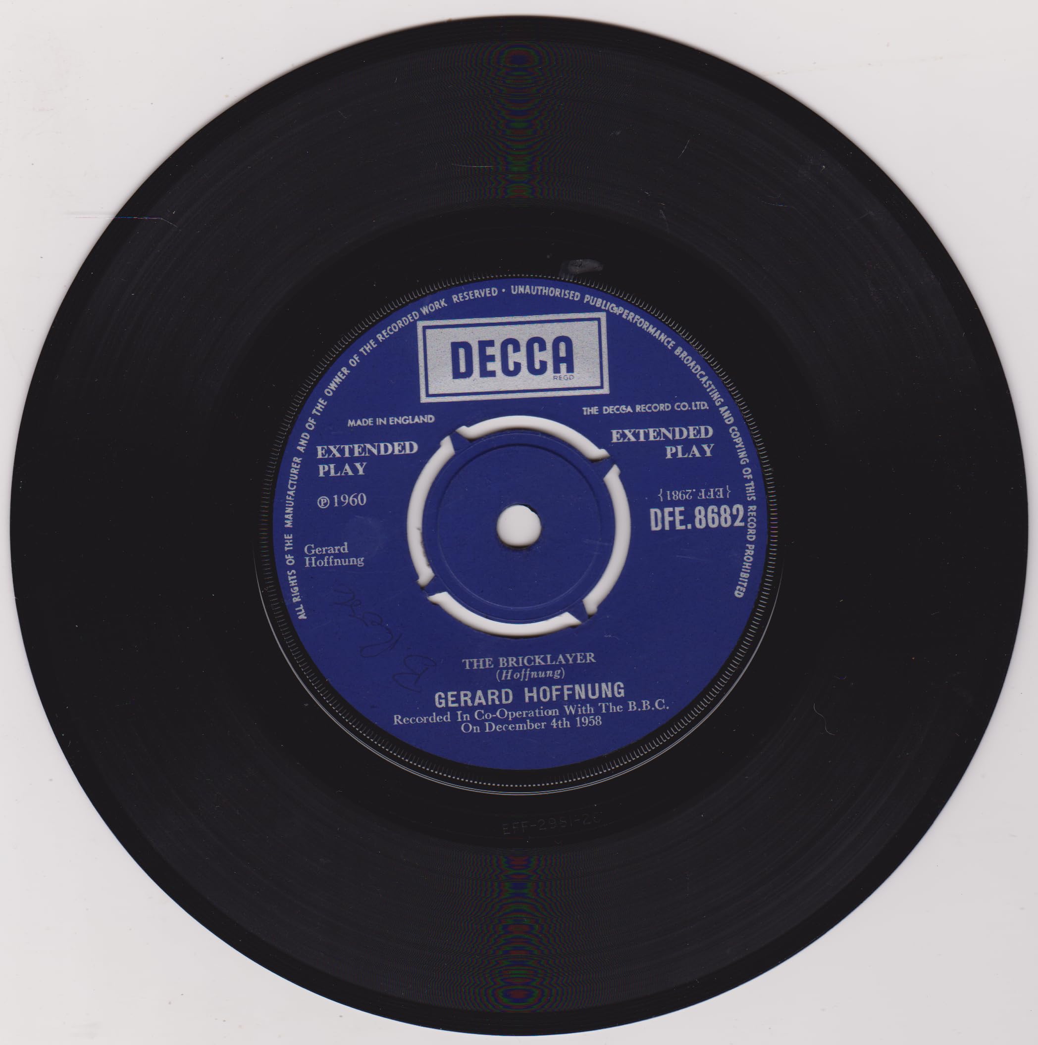 Gerard Hoffnung – Hoffnung At The Oxford Union (Decca 1968) 7" vinyl EP VG/VG