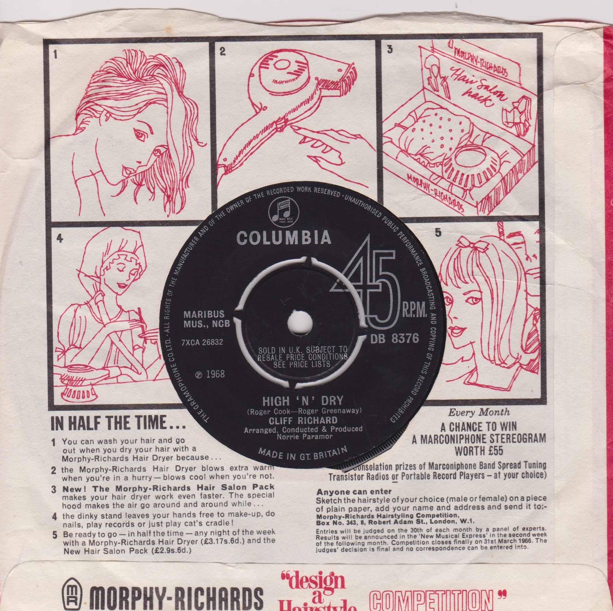Cliff Richard - Congratulations (Columbia 1968) 7" vinyl single VG/VG