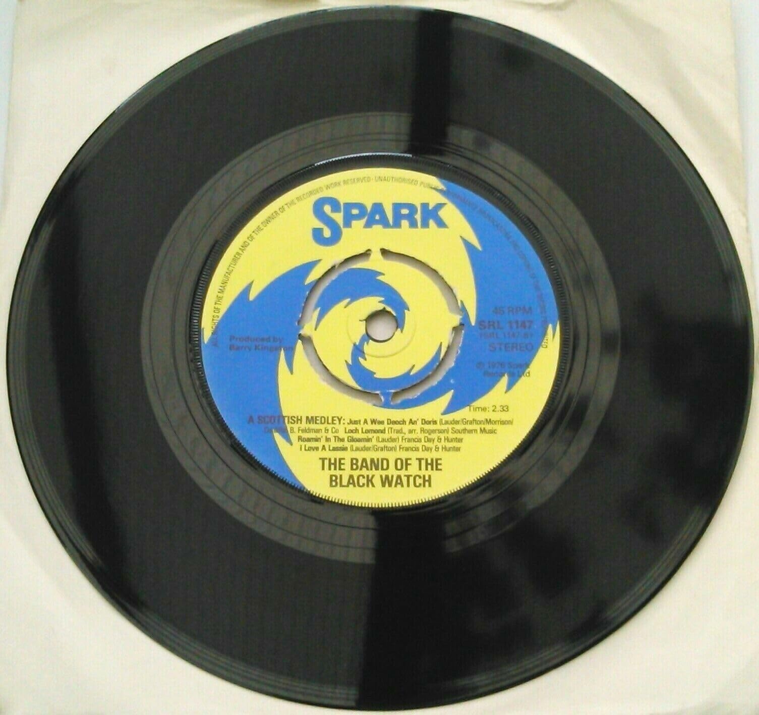 The Band of the Black Watch - White Christmas (Spark 1976) 7" vinyl single VG/-