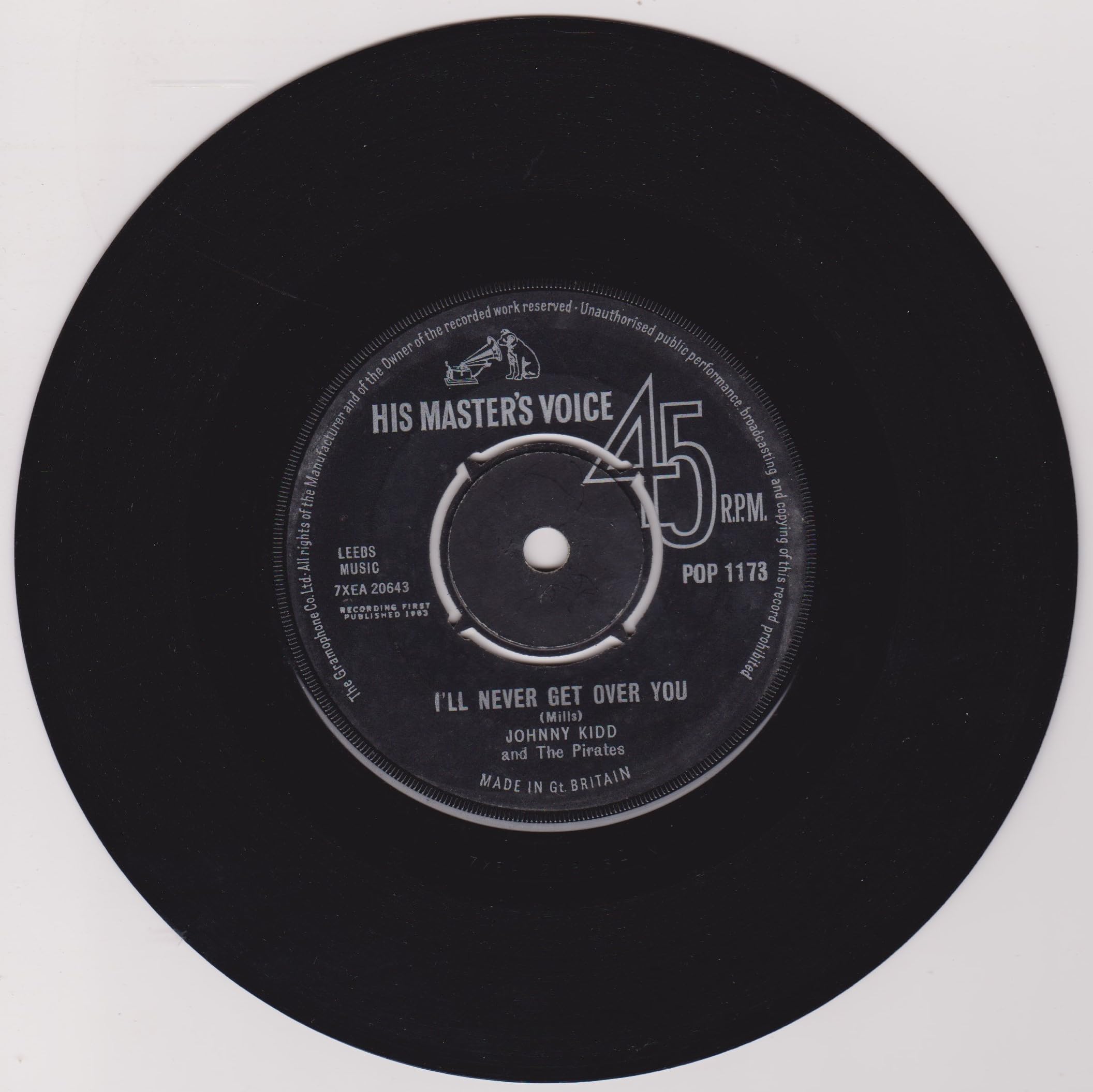 Johnny Kidd And The Pirates ‎– I'll Never Get Over You (HMV 1963) 7" vinyl single VG/-