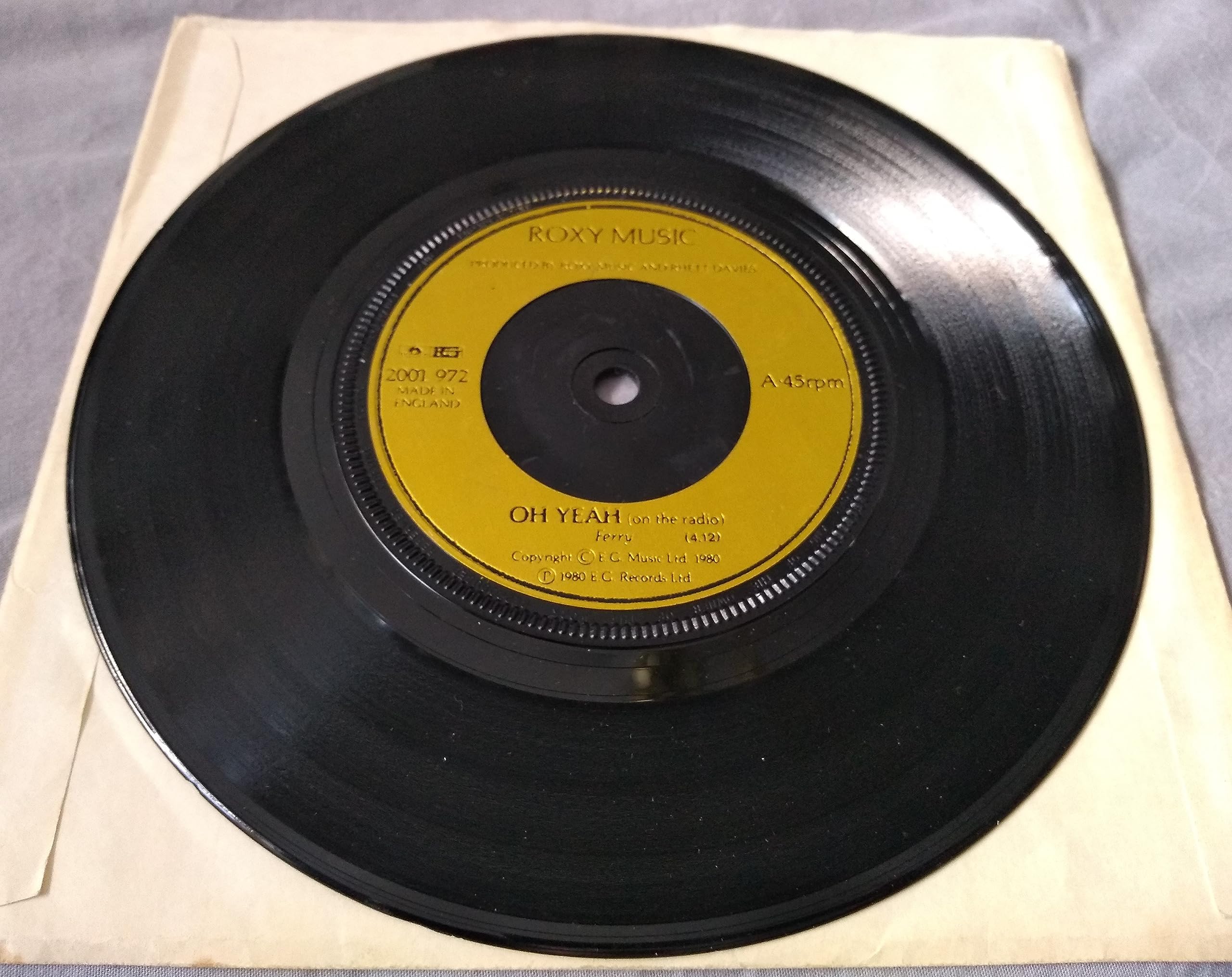 Roxy Music - Oh Yeah (On The Radio) (EG 1980) 7" vinyl single VG/-