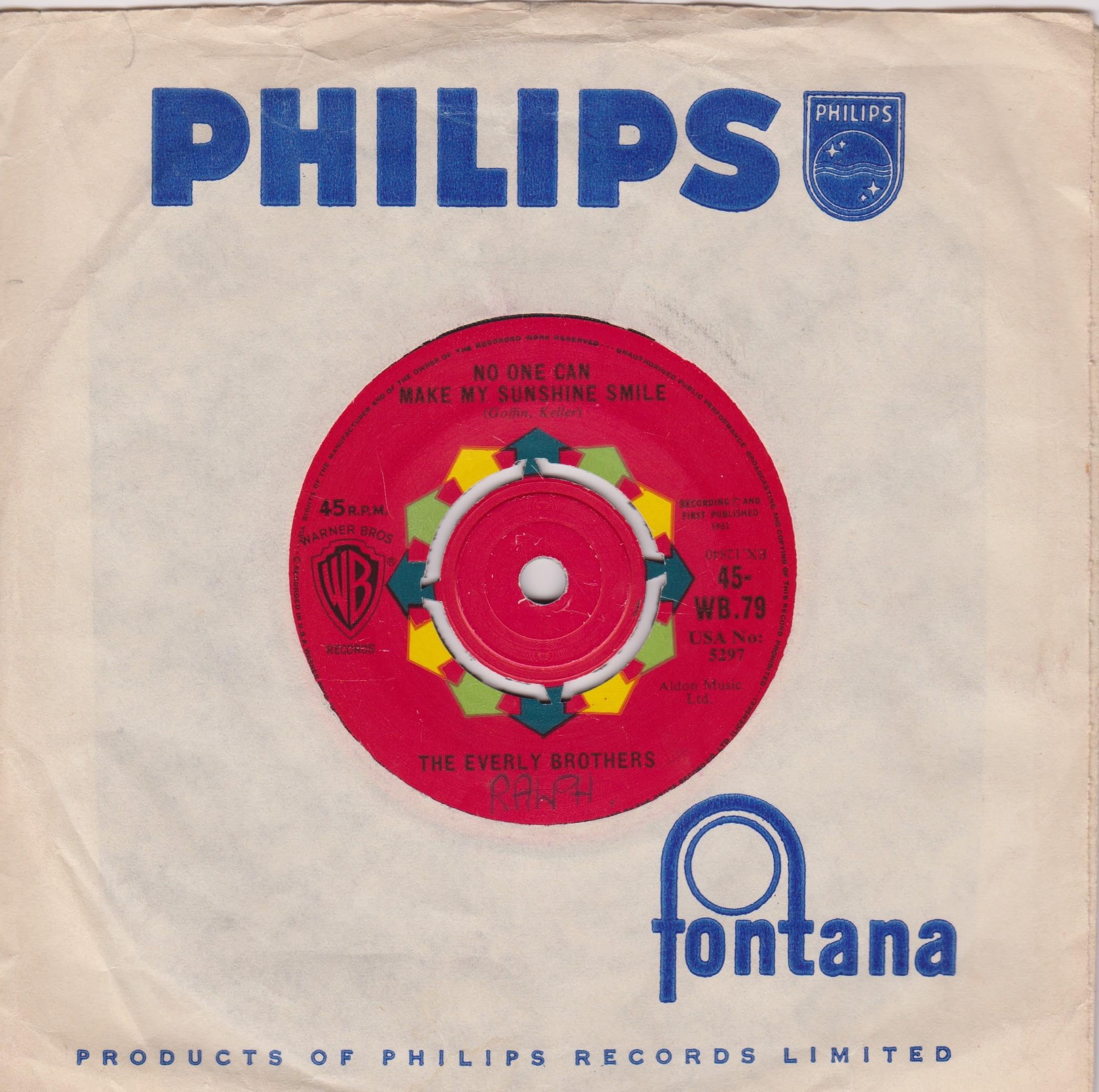 The Everly Brothers ‎– Don't Ask Me To Be Friends (Warner Bros 1962) 7" vinyl single VG/-