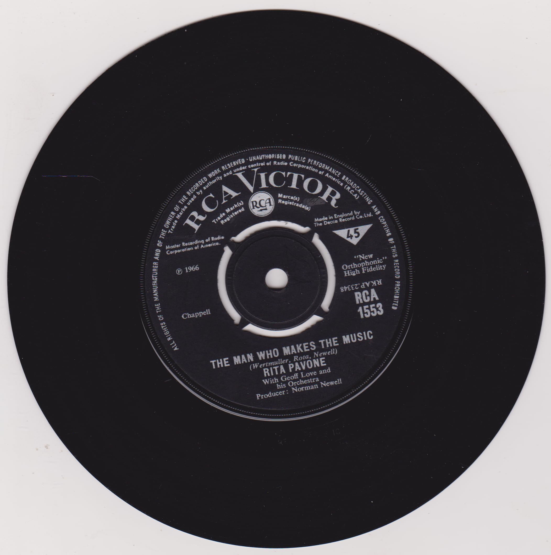 Rita Pavone – Heart (RCA Victor 1966) 7" vinyl single VG/-