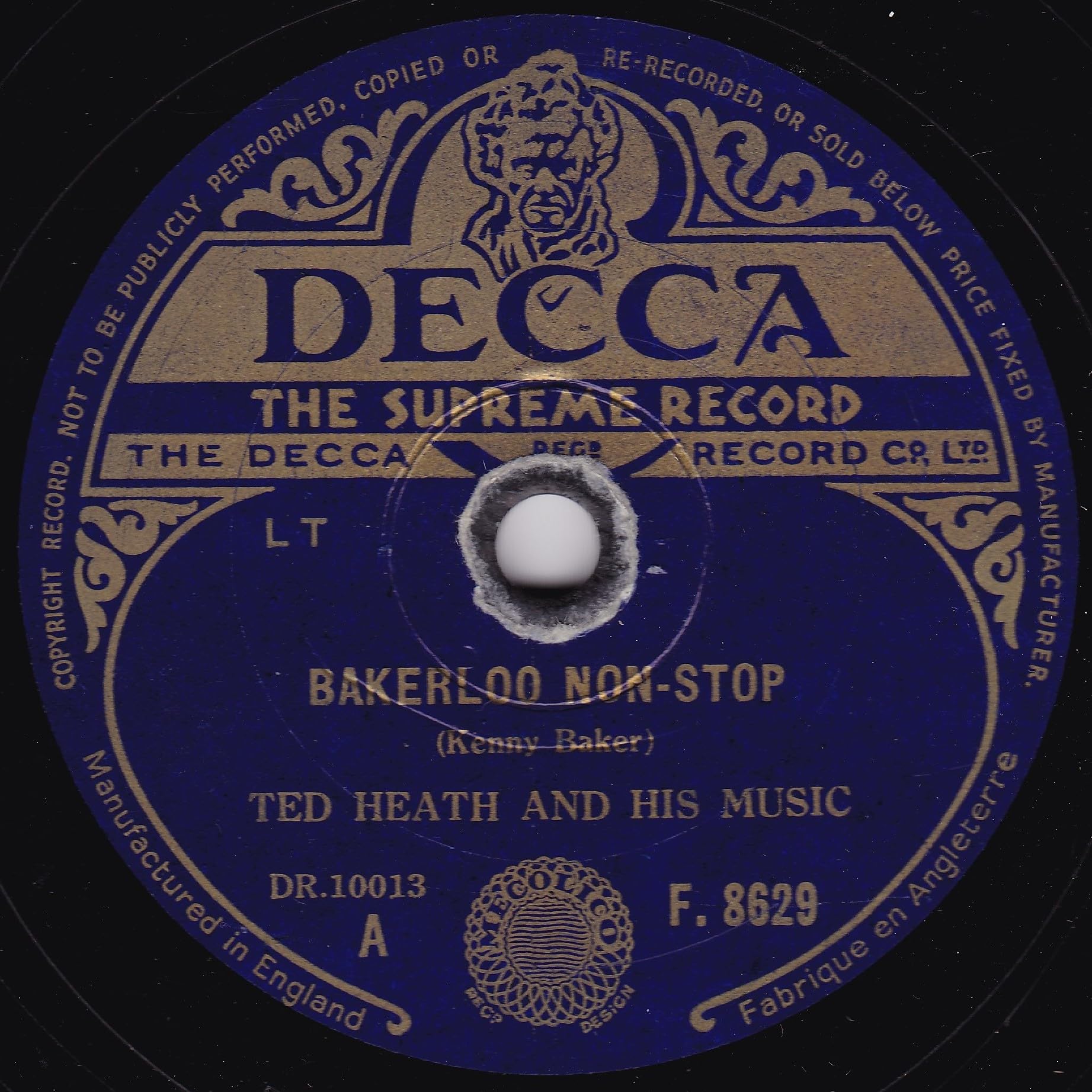 Ted Heath And His Music – Bakerloo Non-Stop (Decca 1945) 10" 78RPM shellac single VG/-