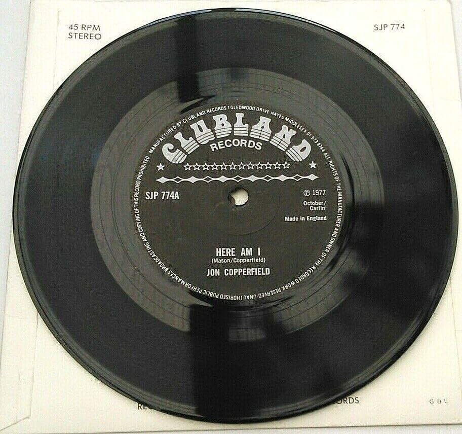 Jon Copperfield – Here Am I, Summer Songs (Clubland 1977) 7" vinyl single VG/VG signed