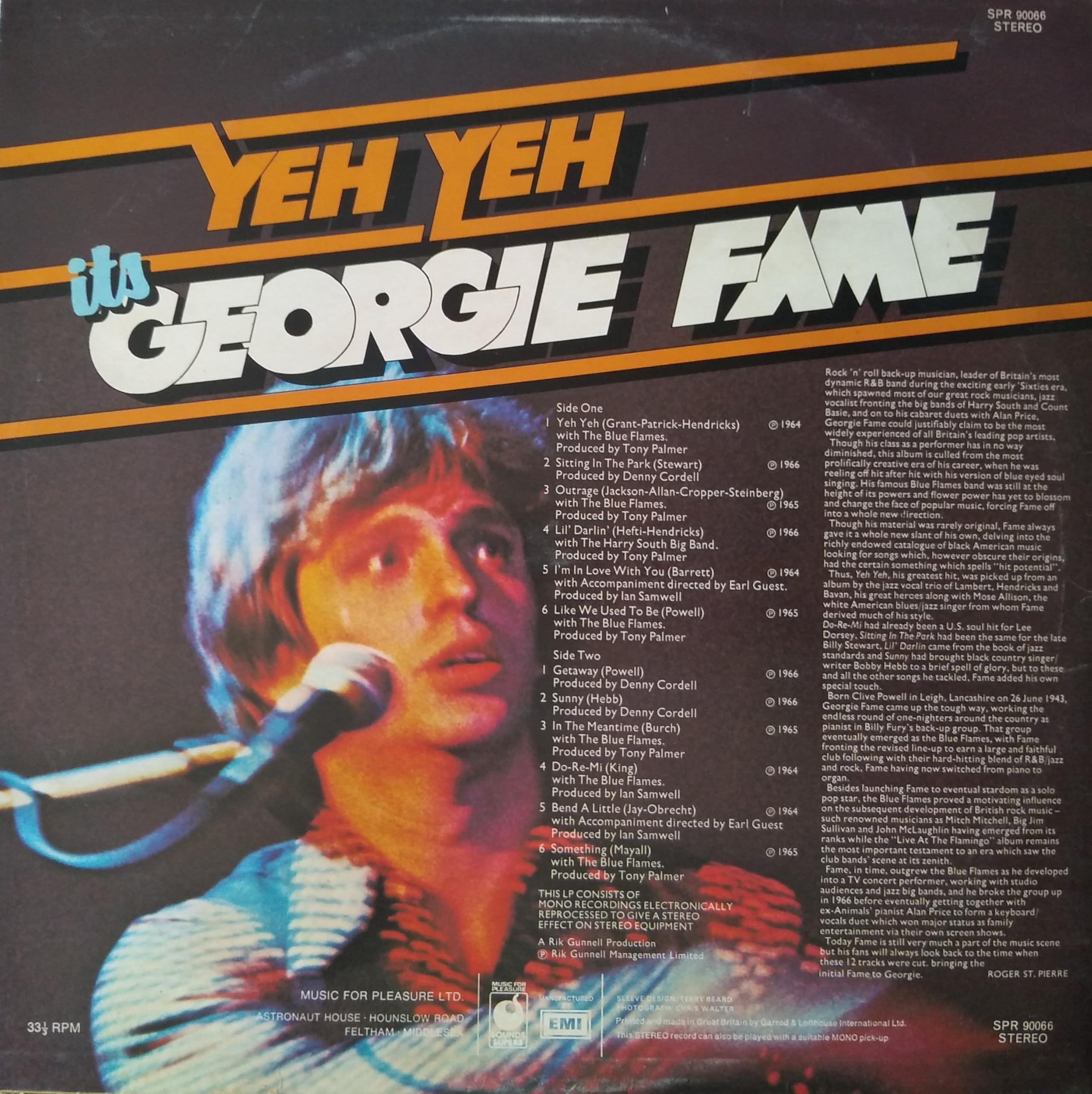 Georgie Fame ‎– Yeh, Yeh It's Georgie Fame (Sounds Superb) 12" vinyl LP VG/VG