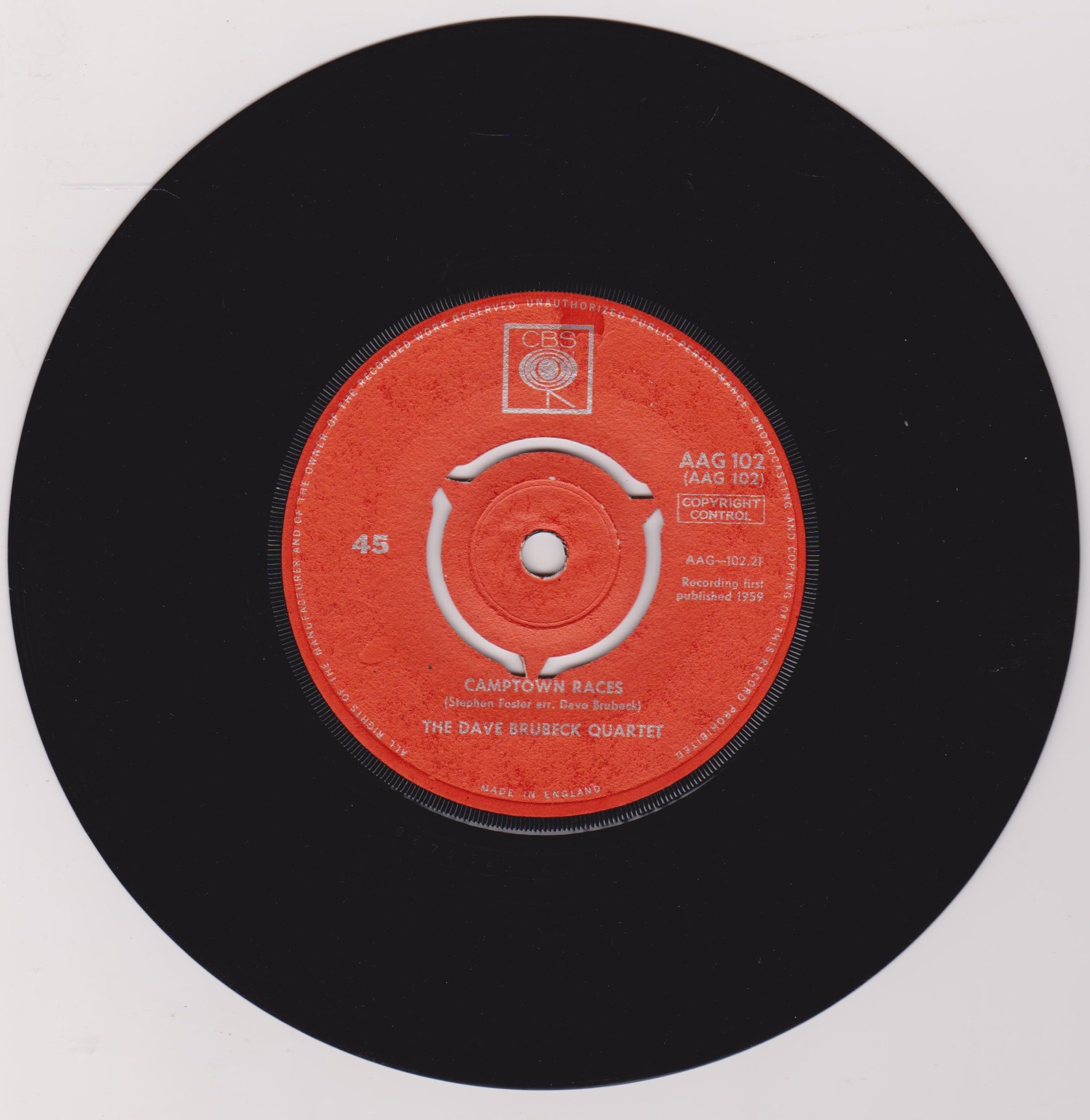 The Dave Brubeck Quartet - Unsquare Dance (CBA 1962) 7" vinyl single VG/VG