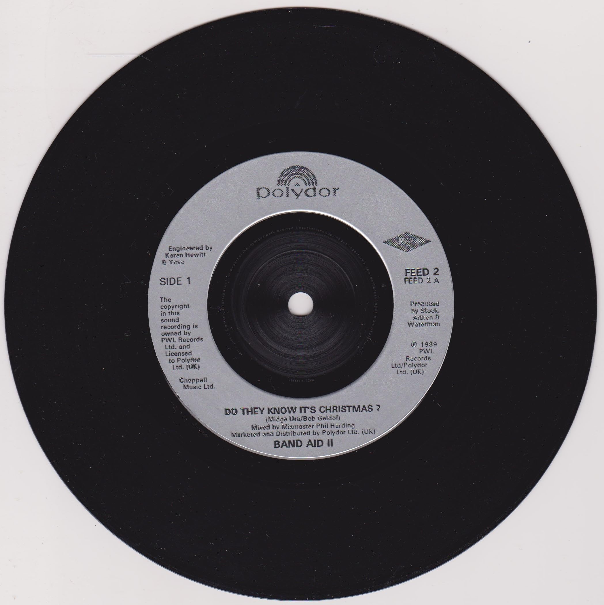 Band Aid II ‎– Do They Know It's Christmas? (PWL 1989) 7" vinyl single VG/VG