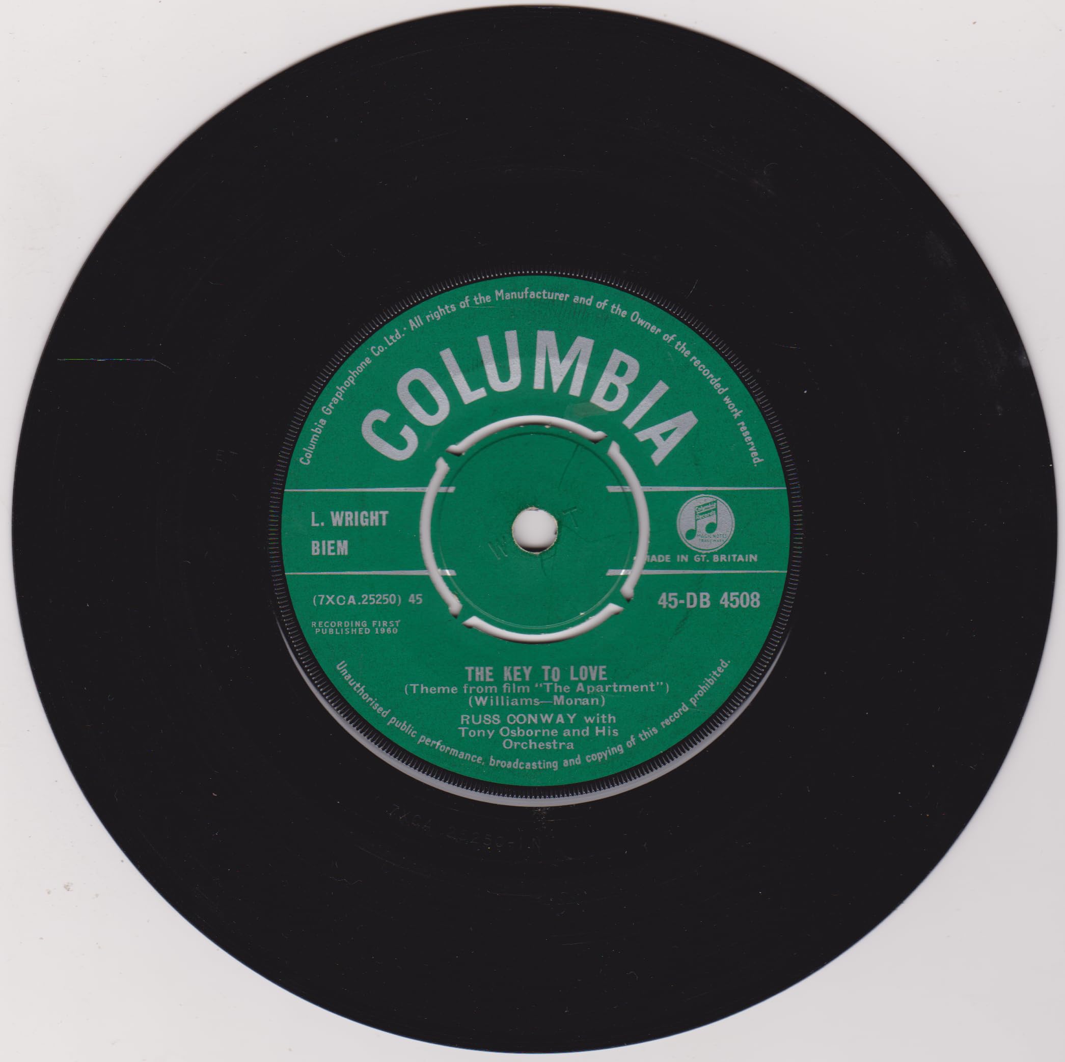 Russ Conway – Passing Breeze (Columbia 1960) 7" vinyl single VG/-