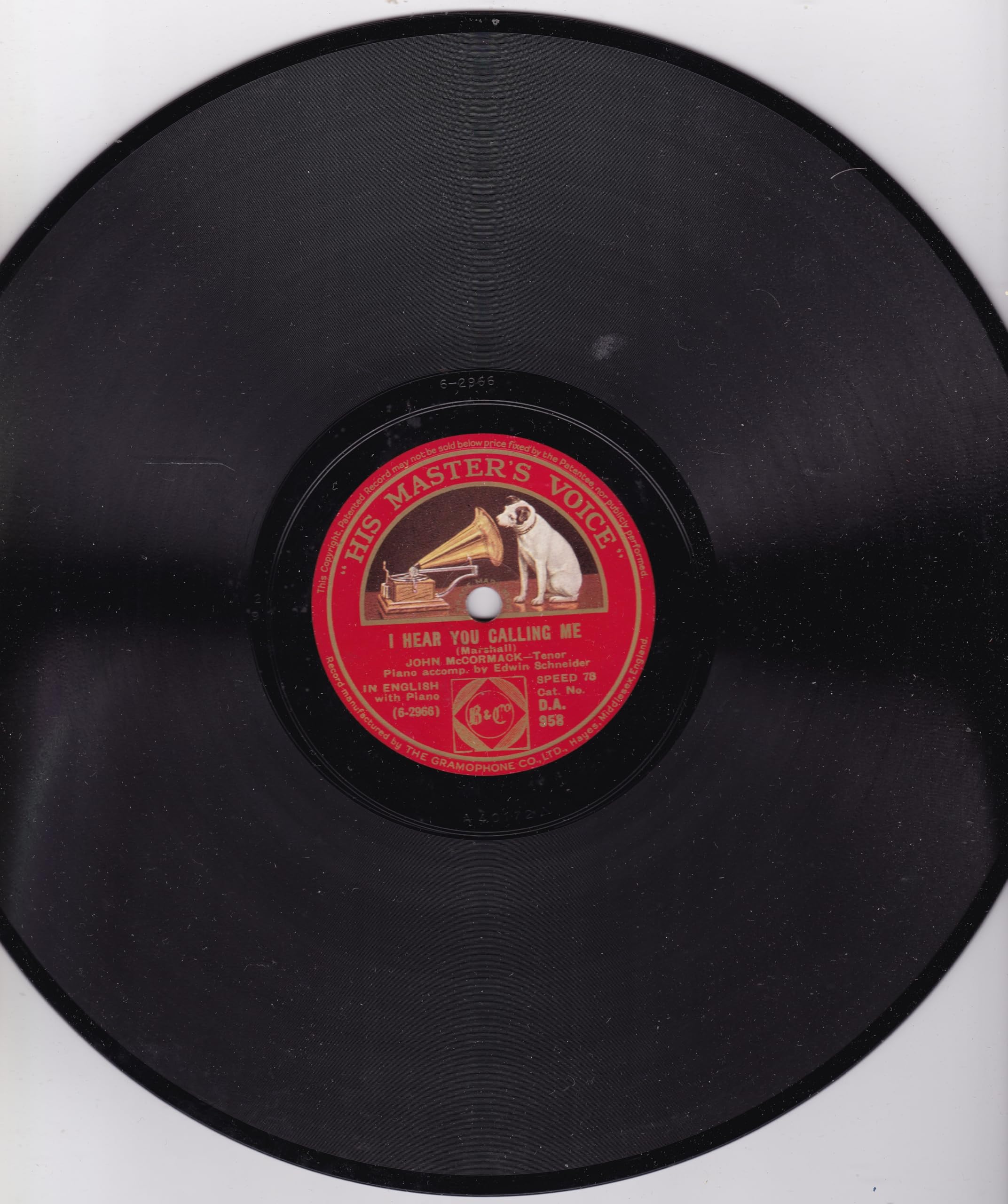 John McCormack ‎– Mother Machree (HMV) 10" 78RPM shellac single VG/-