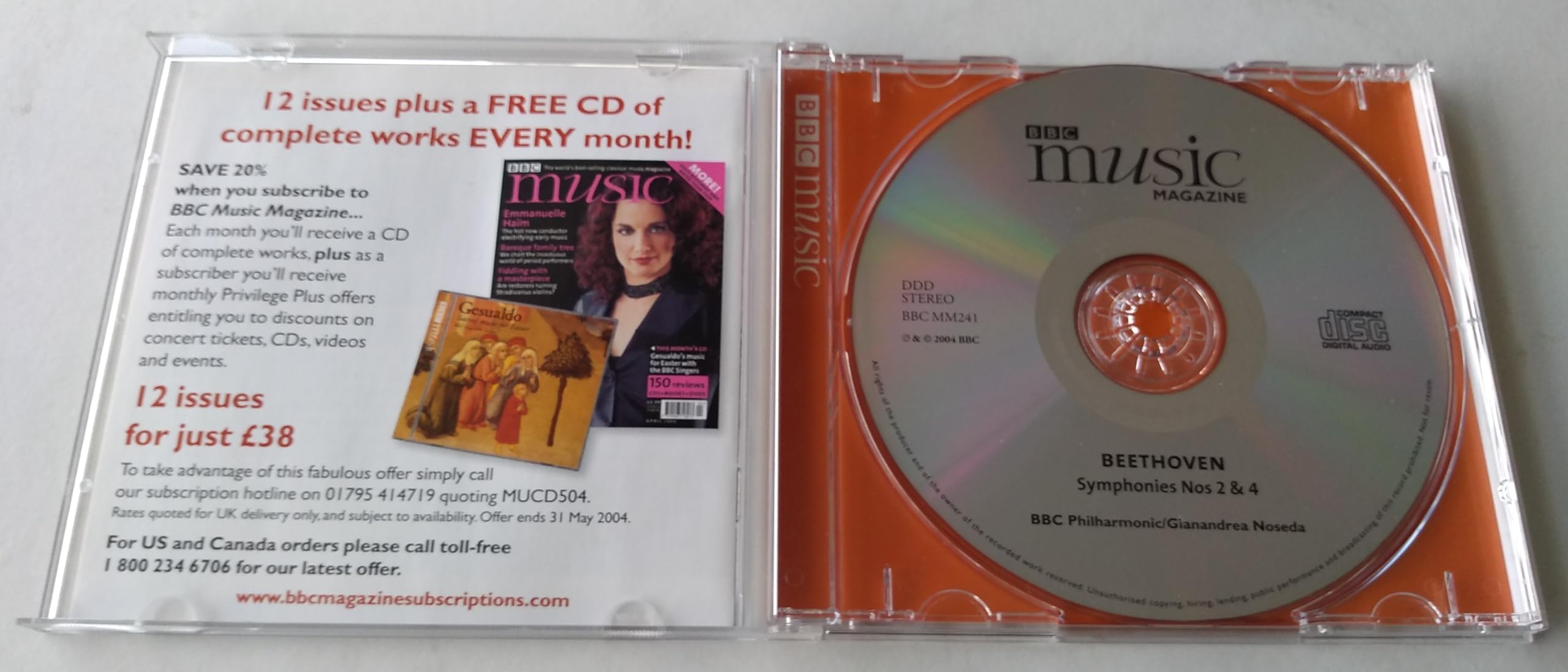 Beethoven - Symphonies Nos 2 & 4 (BBC Philharmonic, Gianandrea Noseda) (2004) CD album