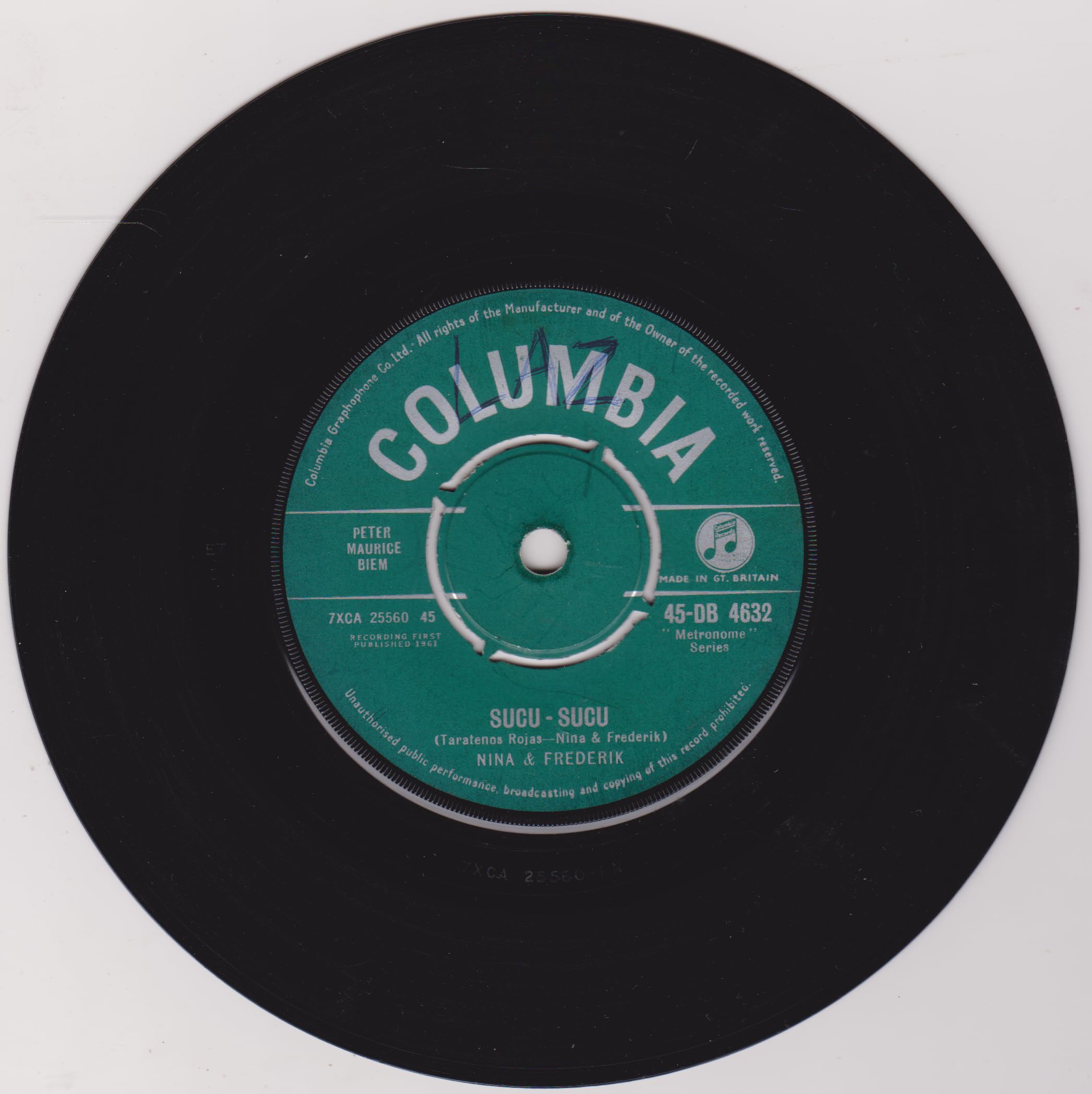 Nina & Frederik – Sucu - Sucu (Columbia 1961) 7" vinyl single VG/-