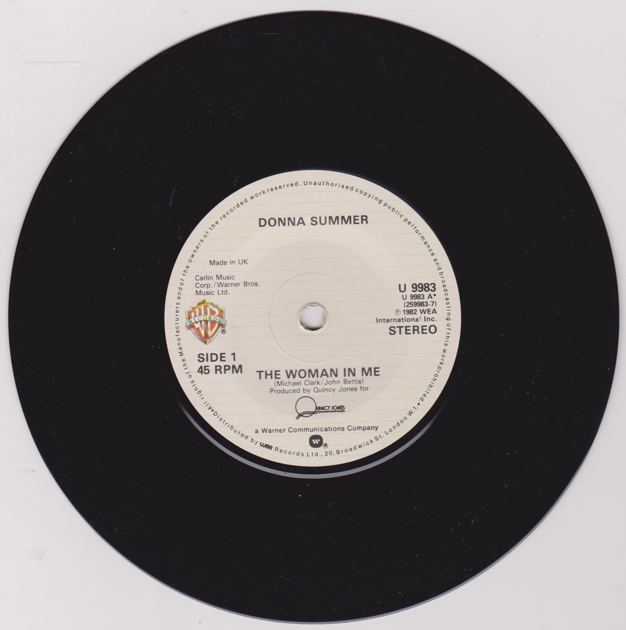 Donna Summer - The Woman In Me (Warner Bros 1983) 7" vinyl single VG/VG