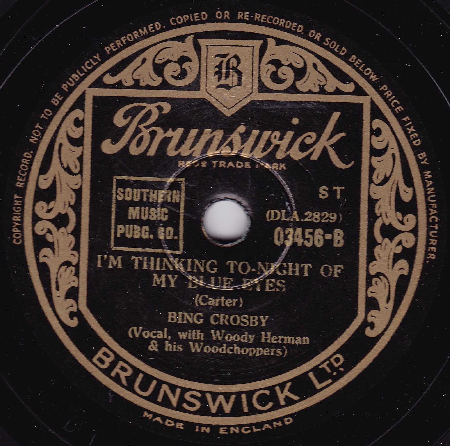 Bing Crosby ‎– It Makes No Difference Now (Brunswick) 10" 78 RPM shellac single VG/-
