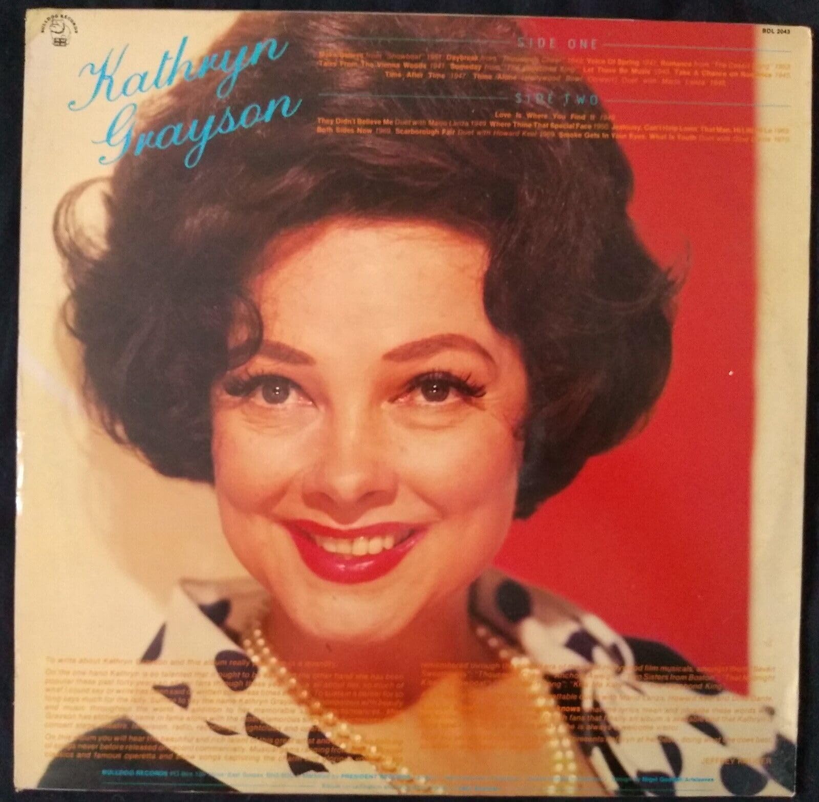 Kathryn Grayson - 20 Golden Favourites of Kathryn Grayson (Bulldog 1984) 12" vinyl LP VG/VG