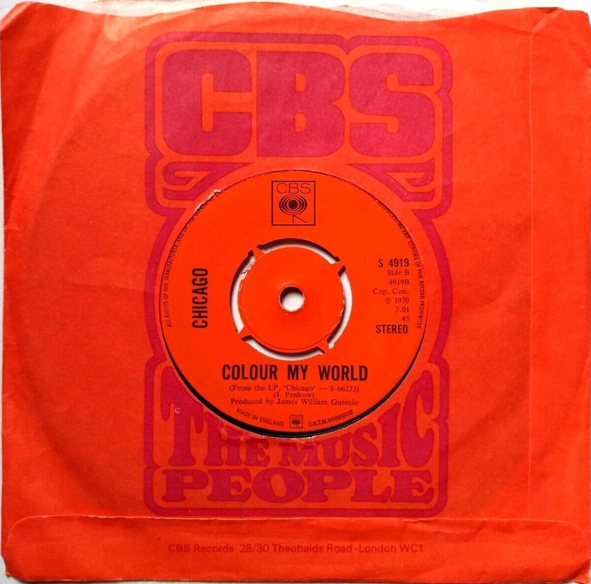 Chicago – Make Me Smile (CBS 1970) 7" vinyl single VG/VG