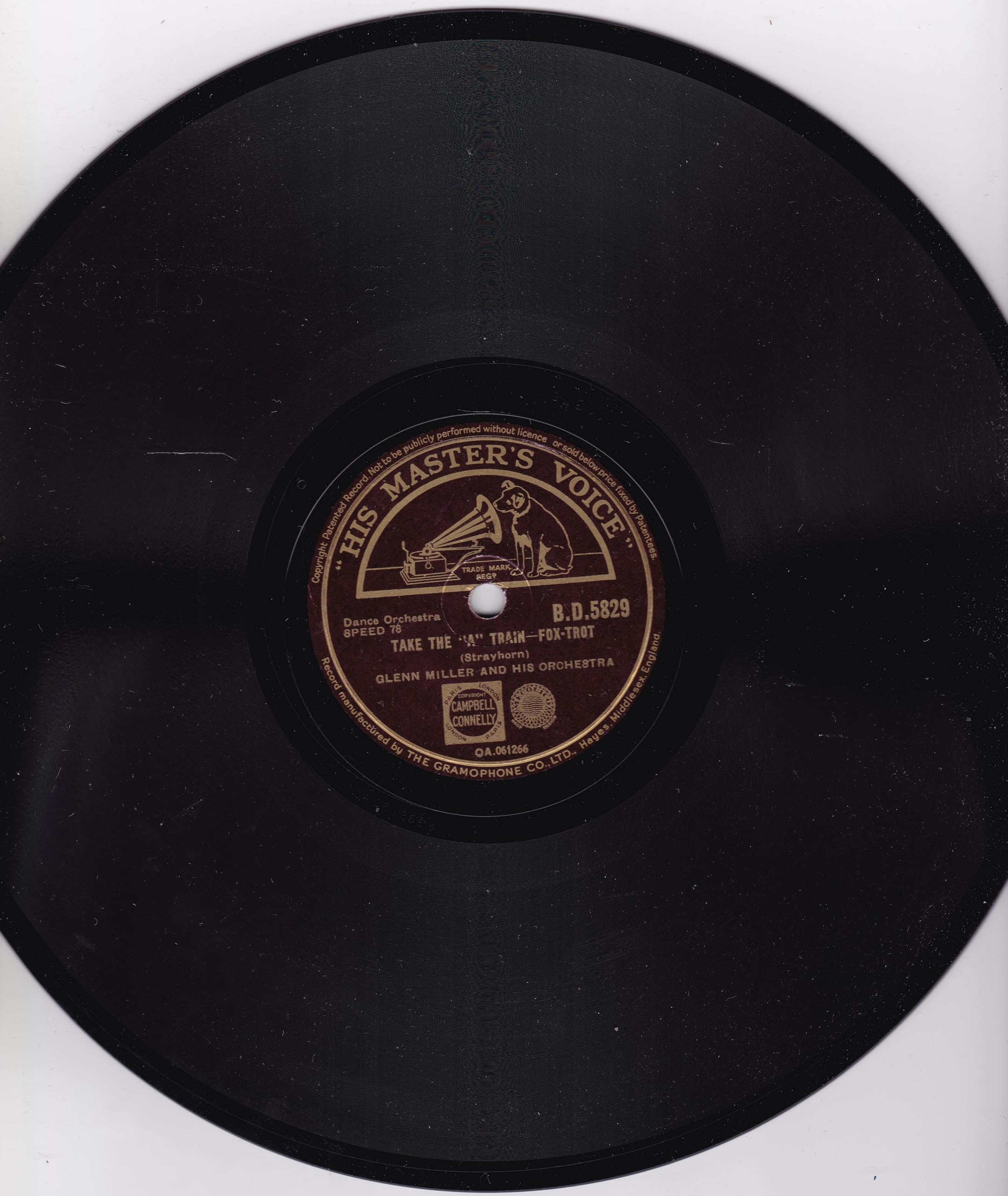 Glenn Miller And His Orchestra ‎– Take The "A” Train (HMV 1944) 10" 78 RPM shellac single VG/-