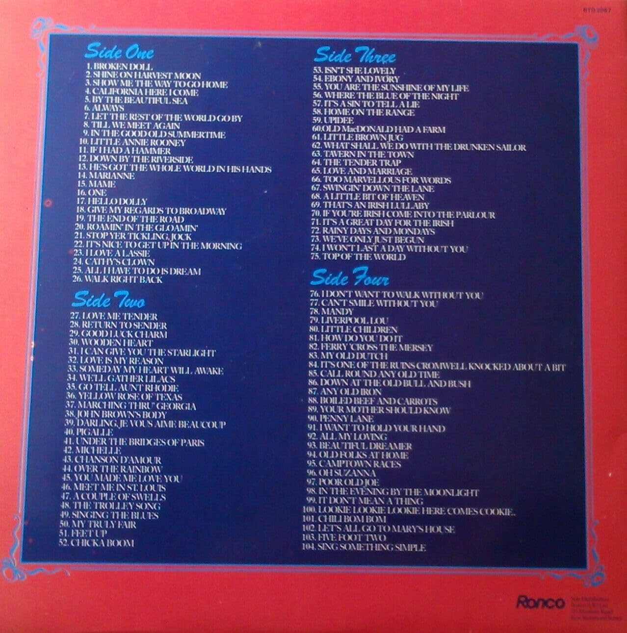 The Cliff Adams Singers ‎– Sing Something Simple - 100 Golden Greats (Ronco 1982) 2x12" vinyl LP VG/VG