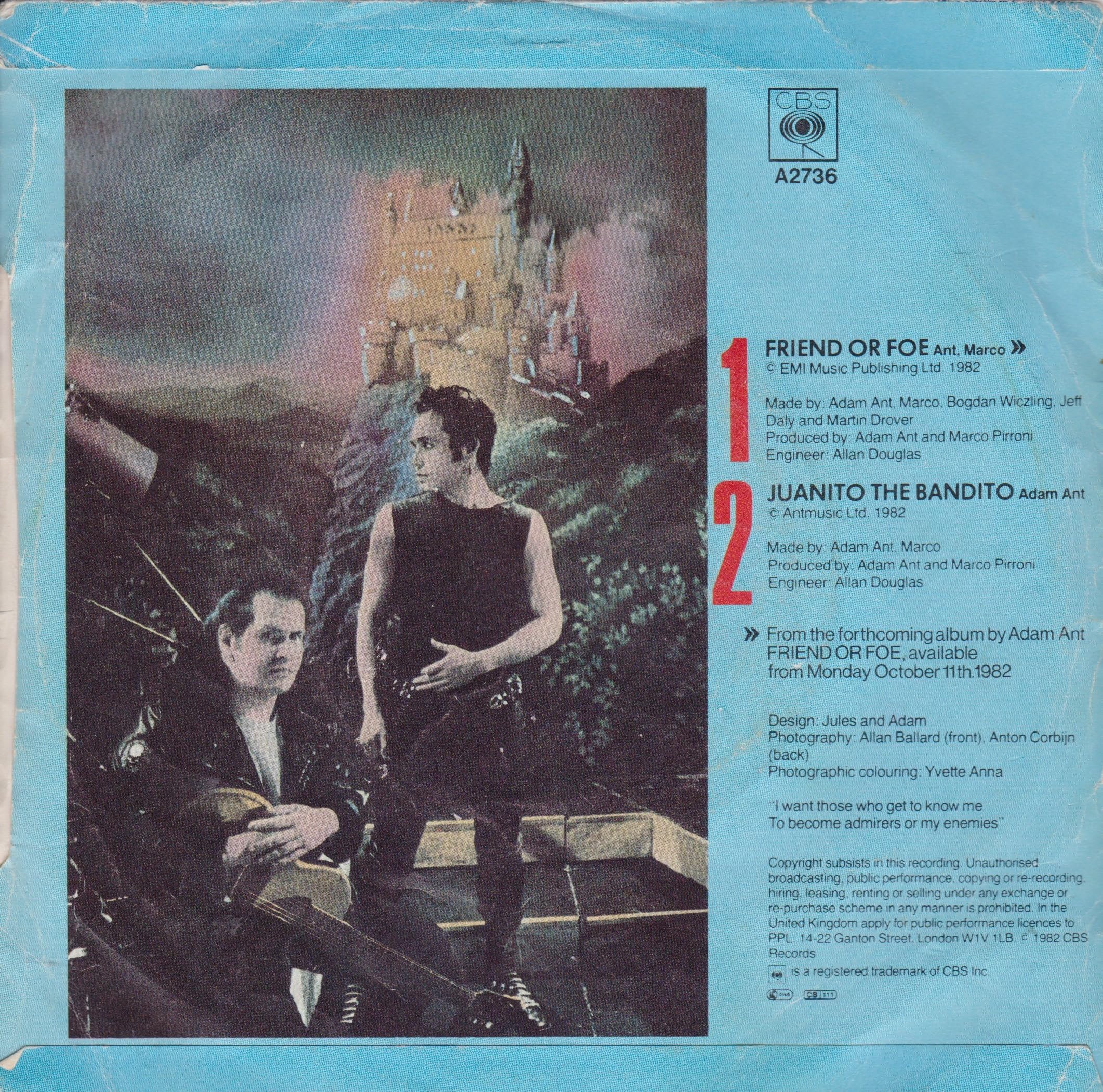 Adam Ant - Friend or Foe (CBS 1982) 7" vinyl P/S single VG/VG