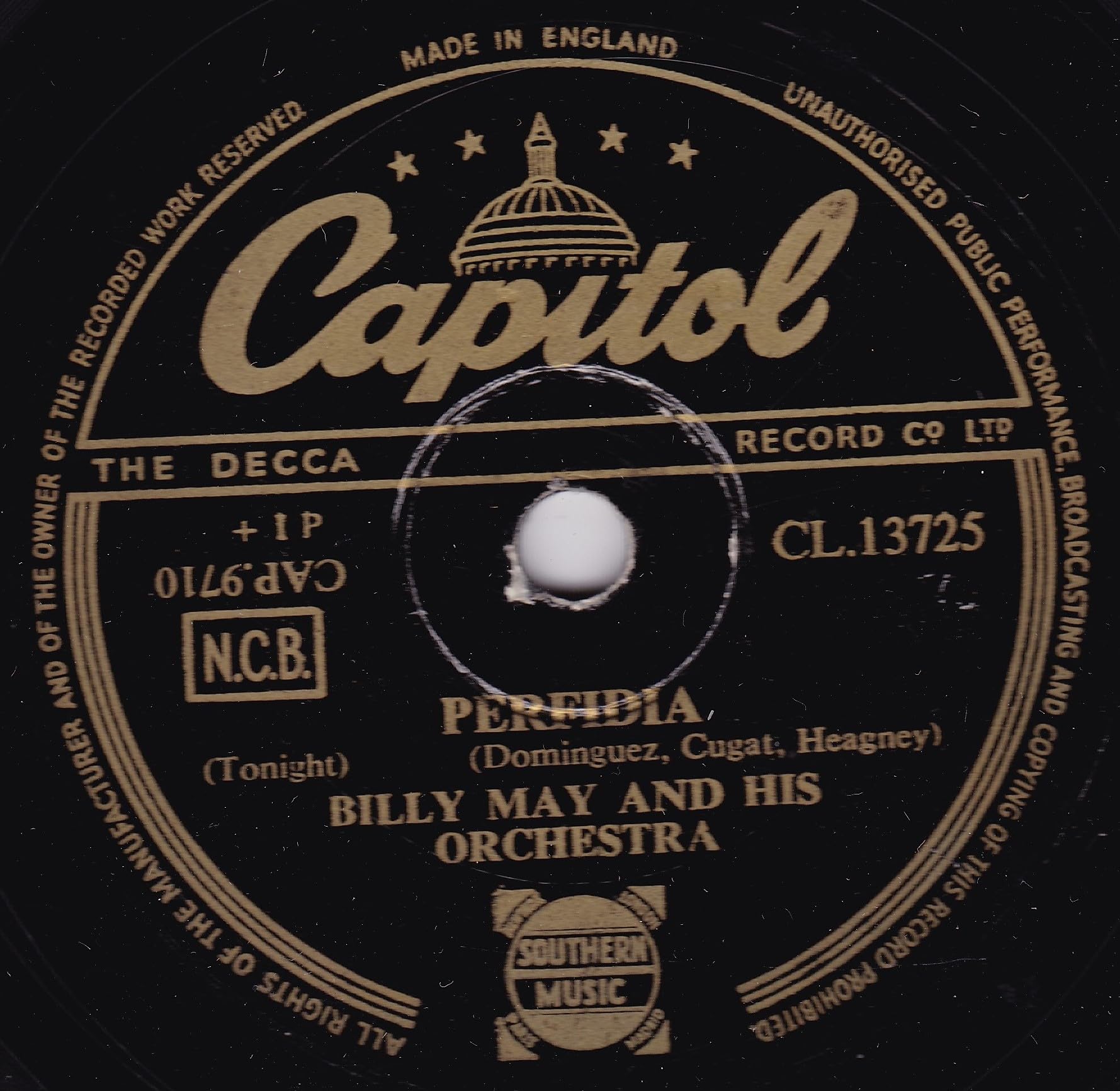 Billy May And His Orchestra – Always (Capitol 1952) 10" 78RPM shellac single VG/-