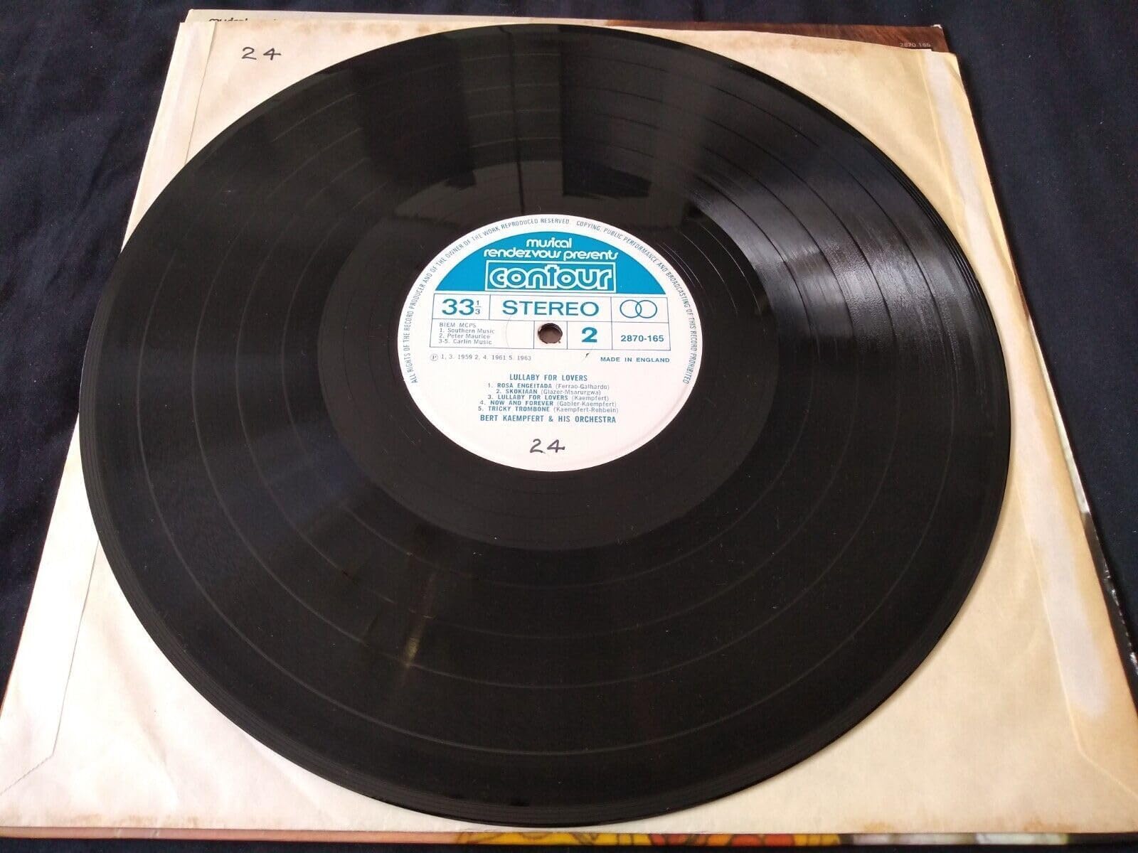 Bert Kaempfert & His Orchestra – Lullaby for Lovers (Contour) 12" vinyl LP VG/VG