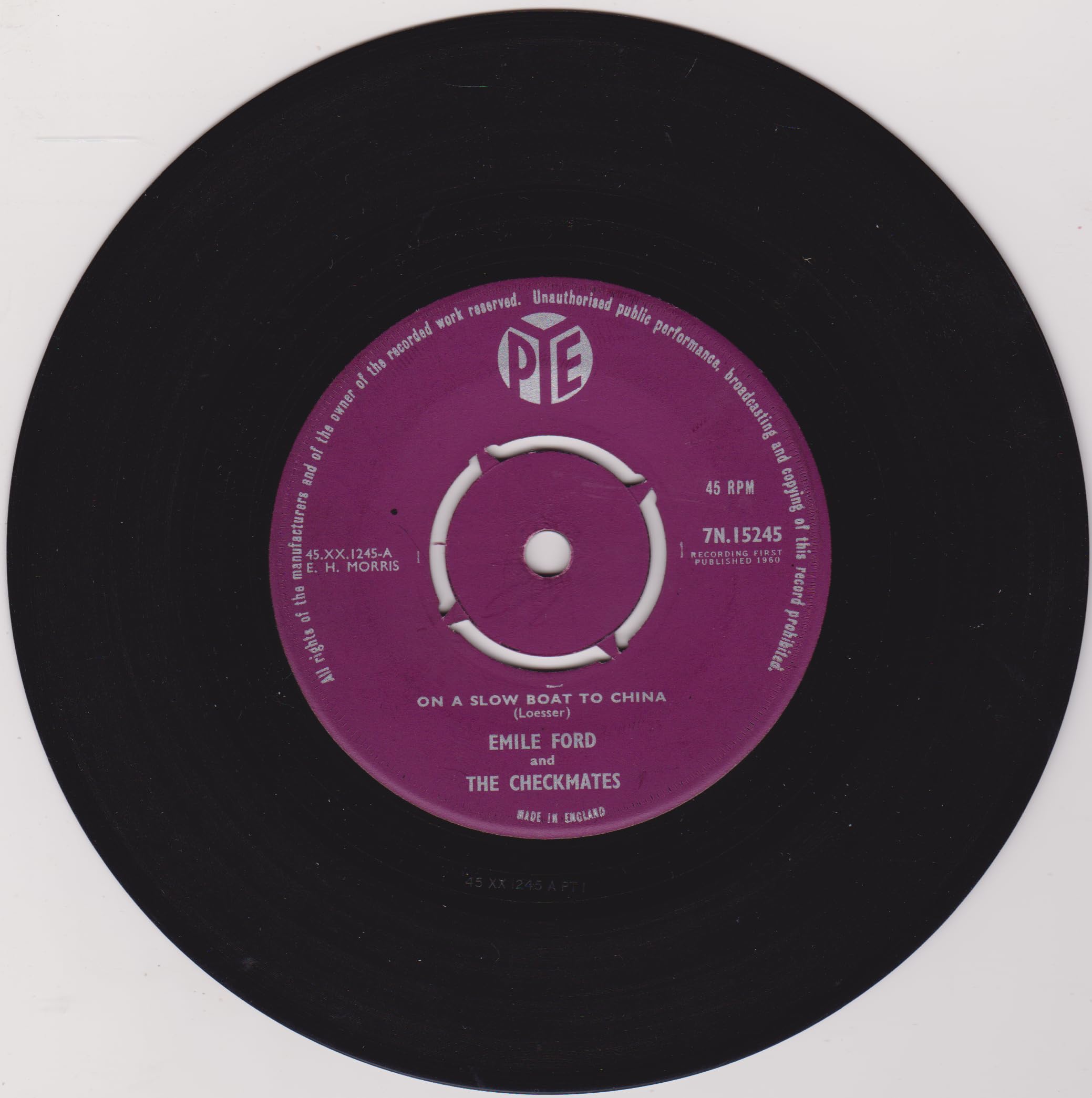 Emile Ford And The Checkmates ‎– On A Slow Boat To China (Pye 1960) 7" vinyl single VG/VG