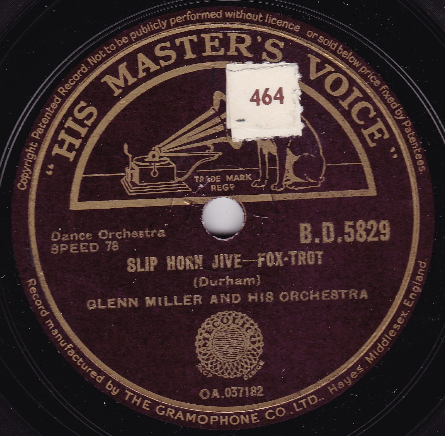 Glenn Miller And His Orchestra ‎– Take The "A” Train (HMV 1944) 10" 78 RPM shellac single VG/-