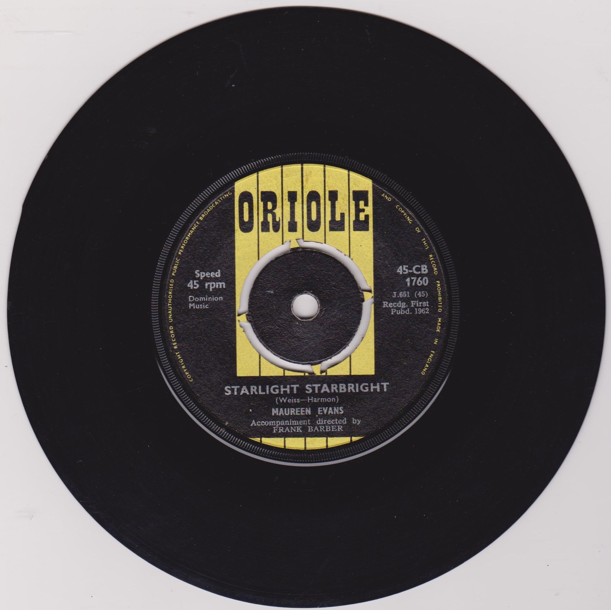 Maureen Evans ‎– Like I Do (Oriole 1962) 7" vinyl single VG/-
