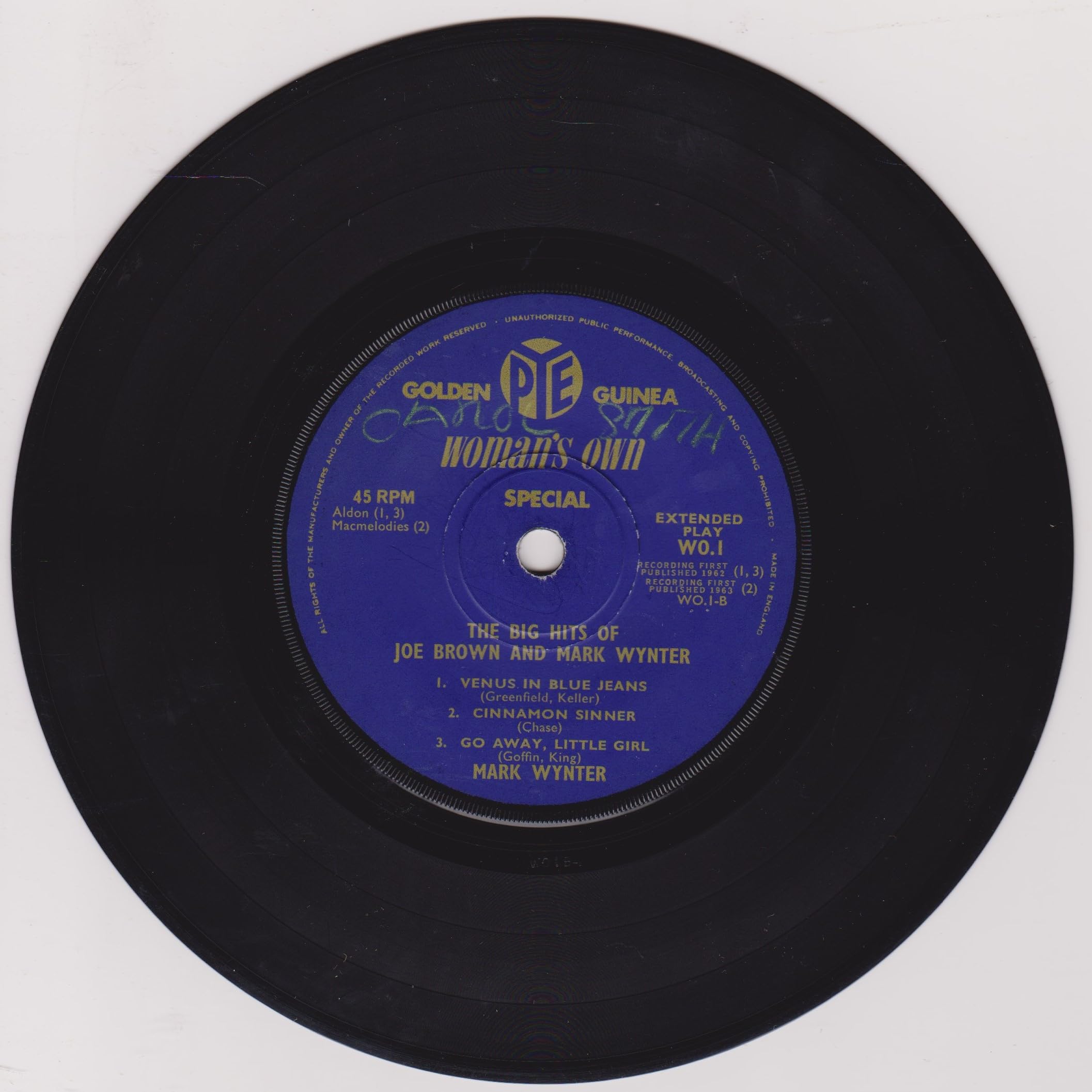 The Big Hits Of Joe Brown & Mark Wynter (Pye 1963) 7" vinyl EP VG/VG