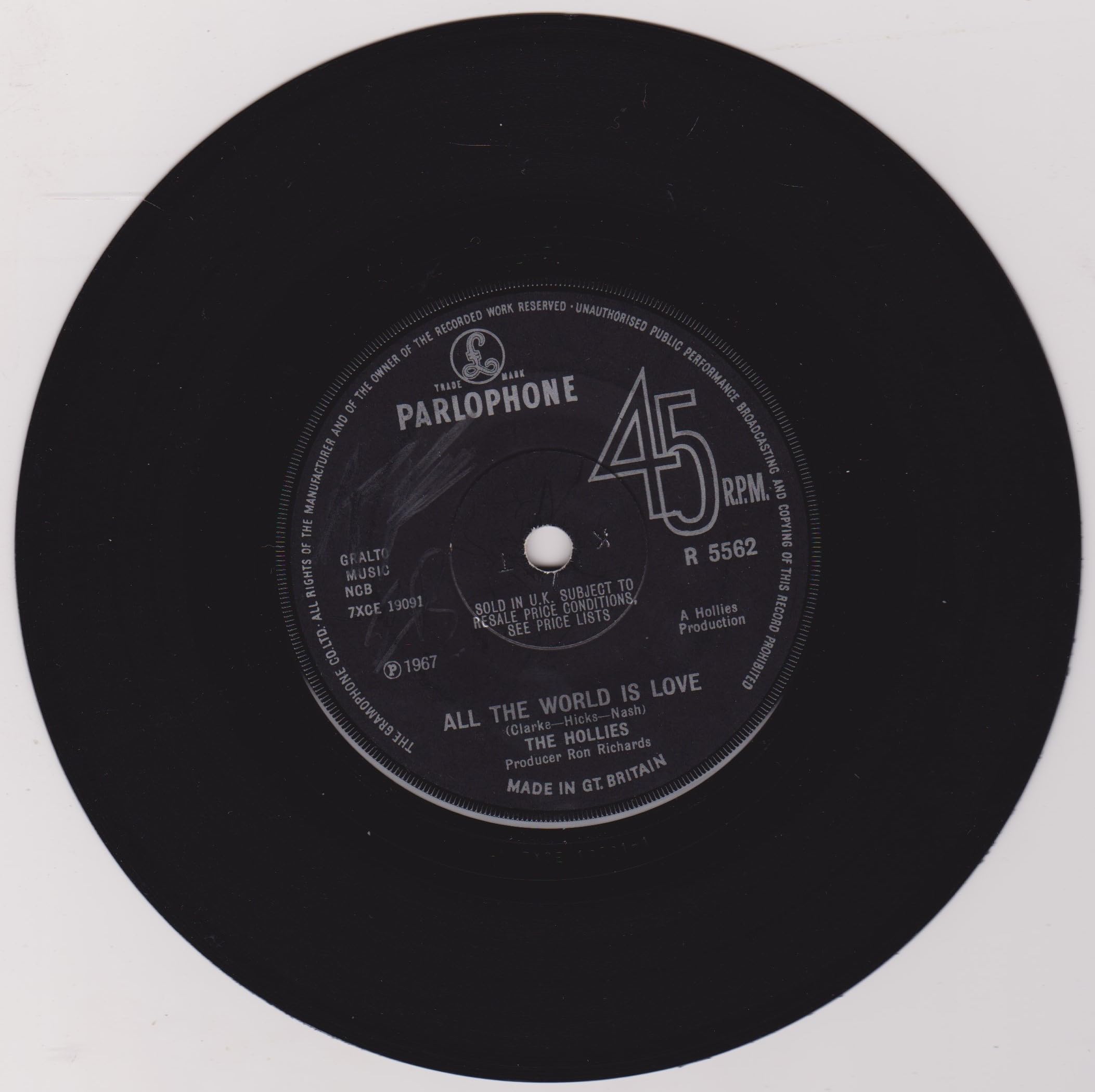 The Hollies - On A Carousel (Parlophone 1967) 7" vinyl single VG/-