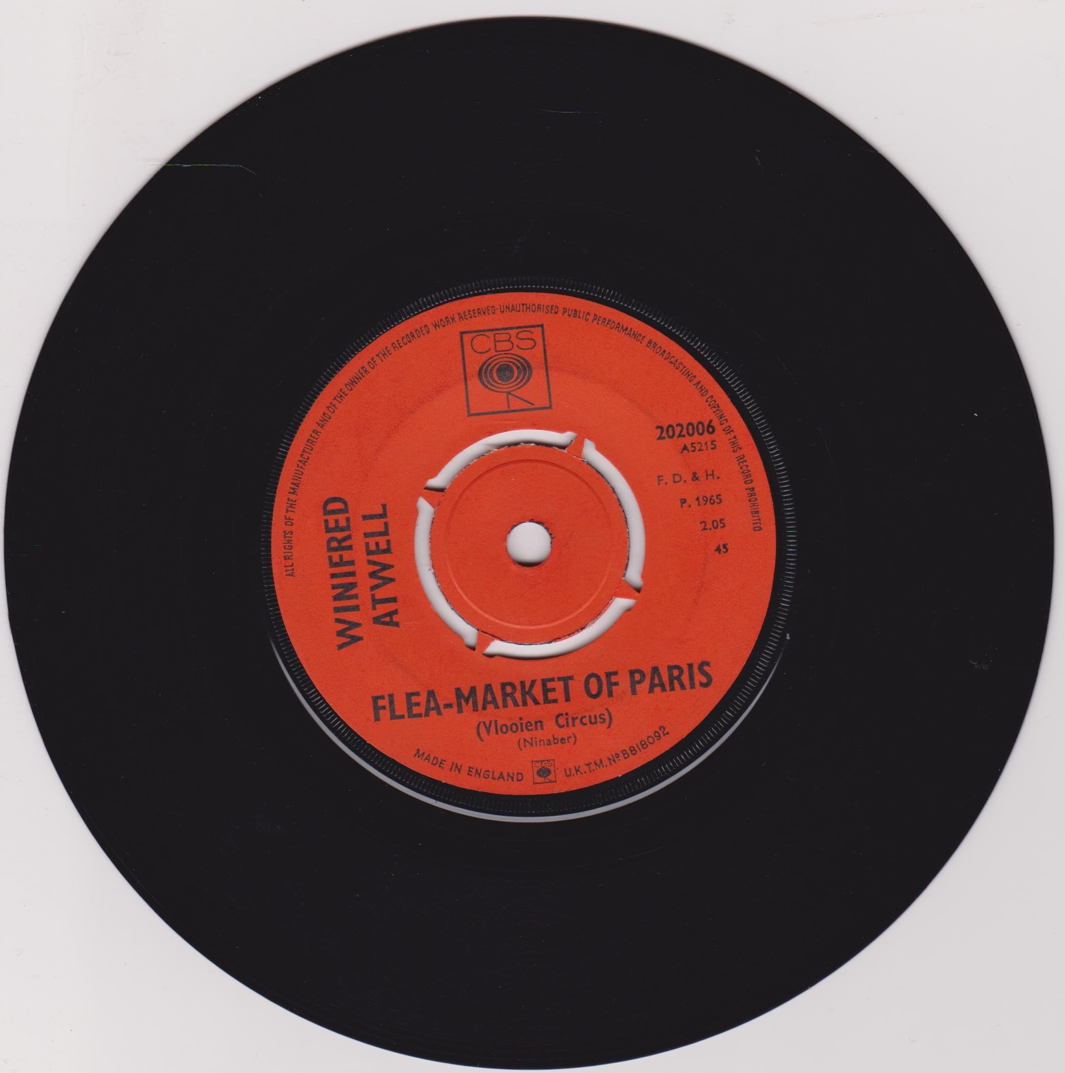 Winifred Atwell - Snow Bells (CBS 1964) 7" vinyl single VG/-