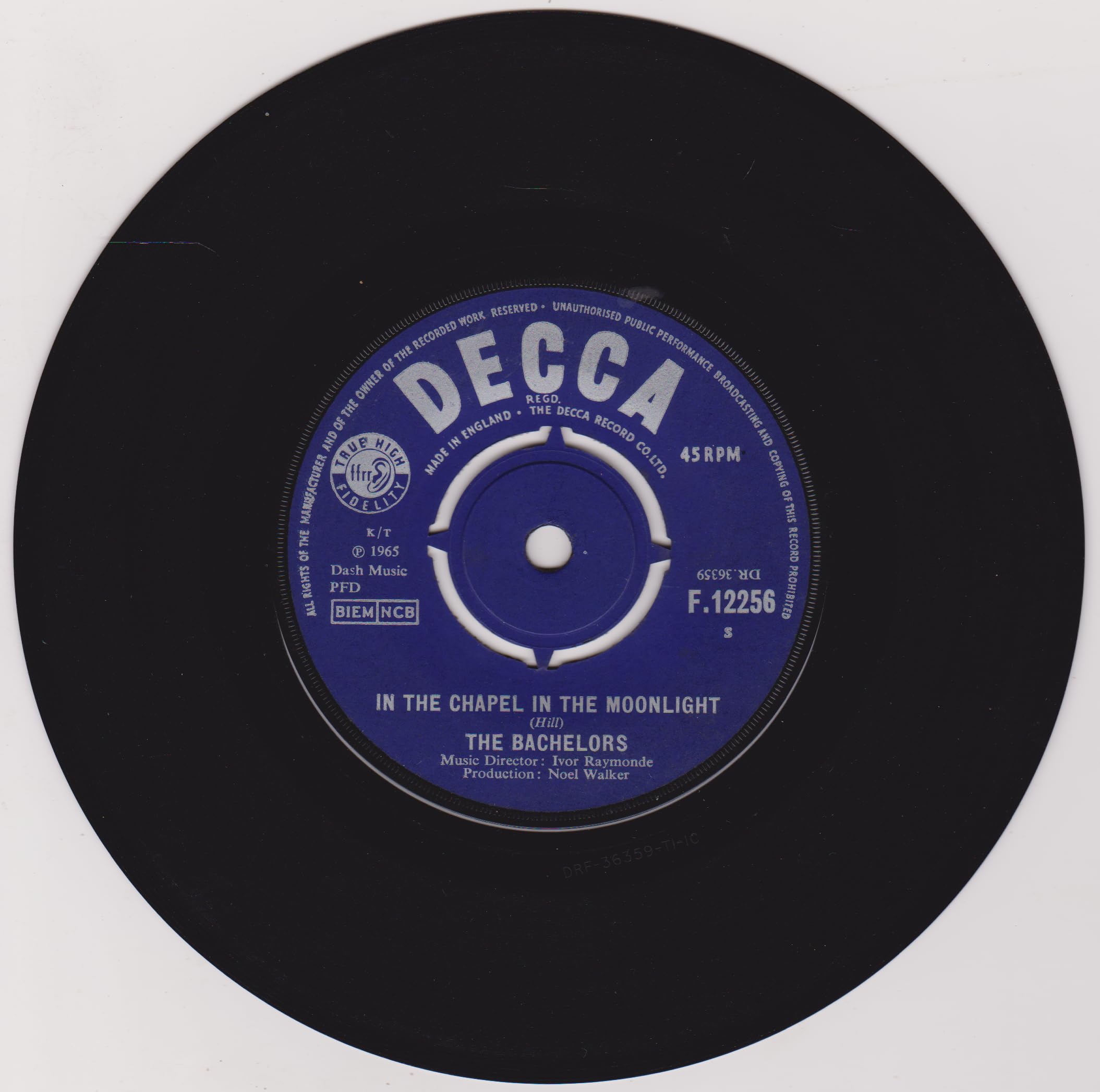 The Bachelors – In The Chapel In The Moonlight (Decca 1965) 7" vinyl single VG/VG