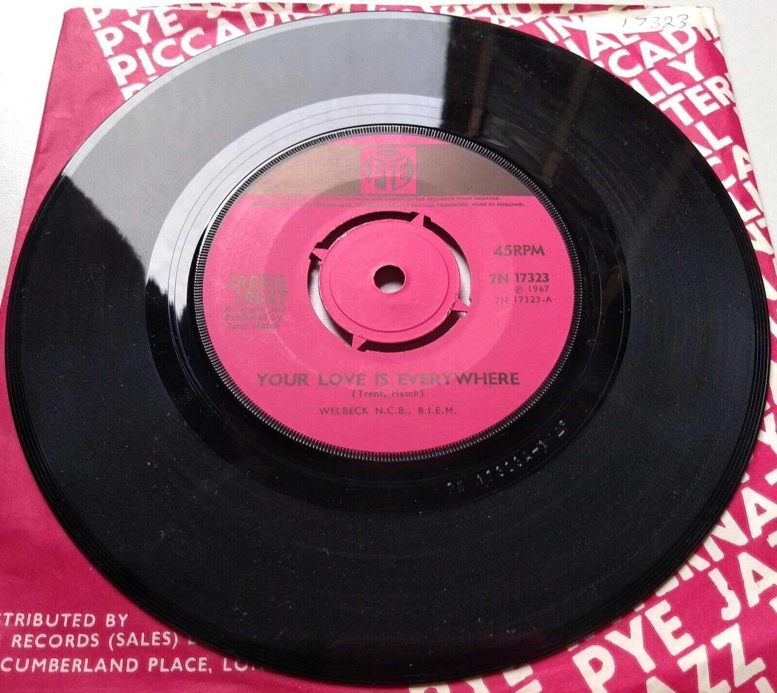 Jackie Trent – It's Not Easy Loving You (Pye 1965) 7" vinyl single VG/-