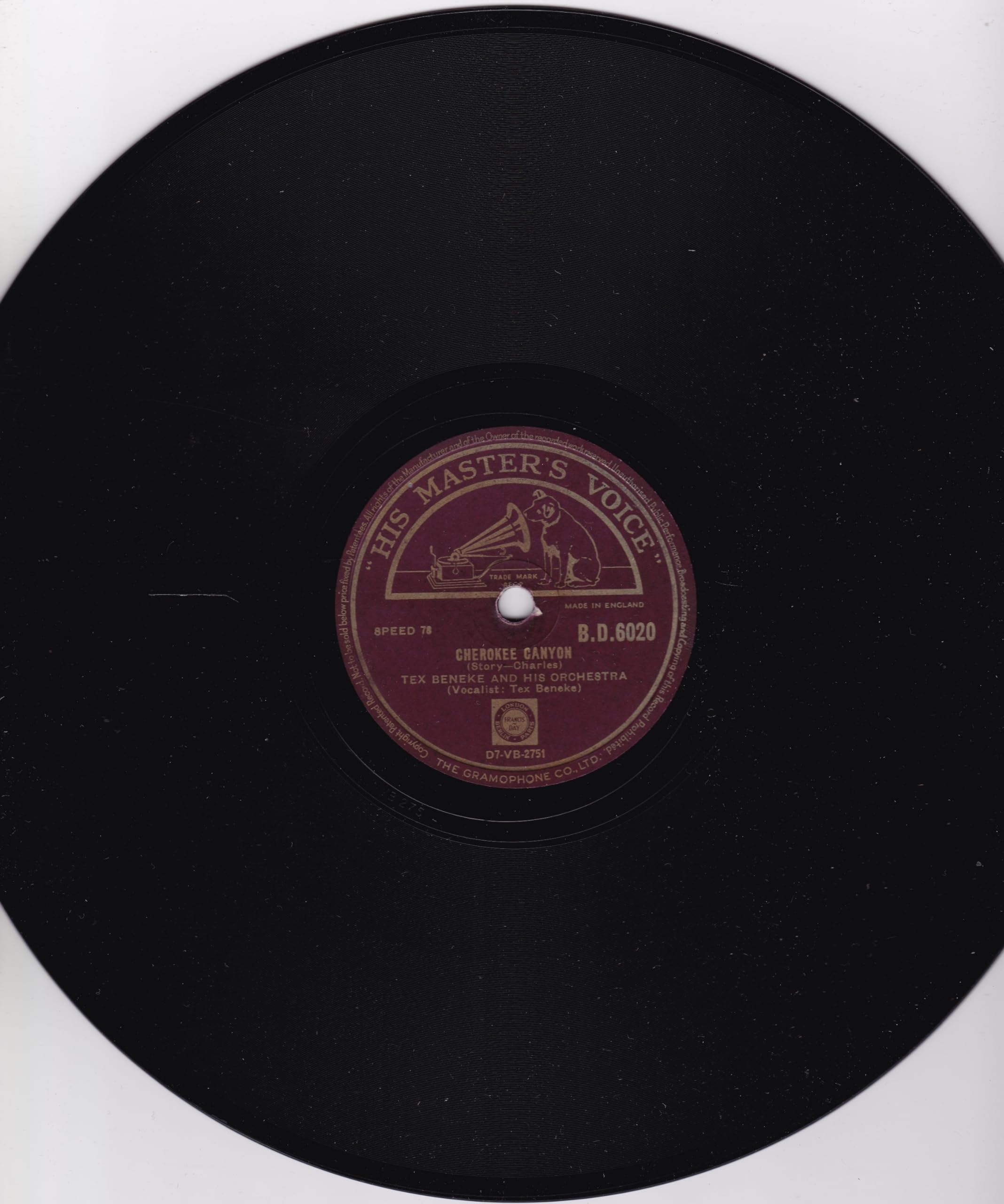 Tex Beneke And His Orchestra ‎– St. Louis Blues March (HMV 1948) 10" 78RPM shellac single VG/-