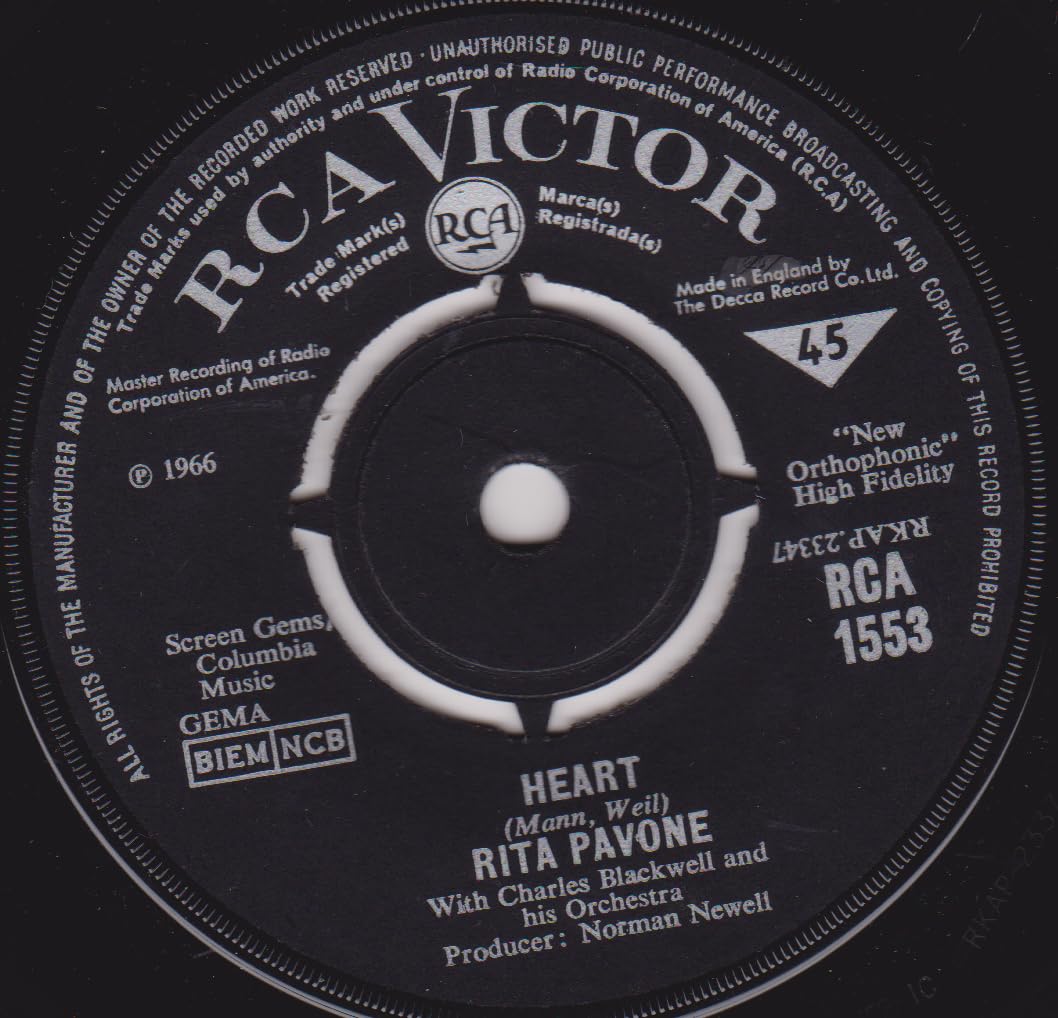 Rita Pavone – Heart (RCA Victor 1966) 7" vinyl single VG/-
