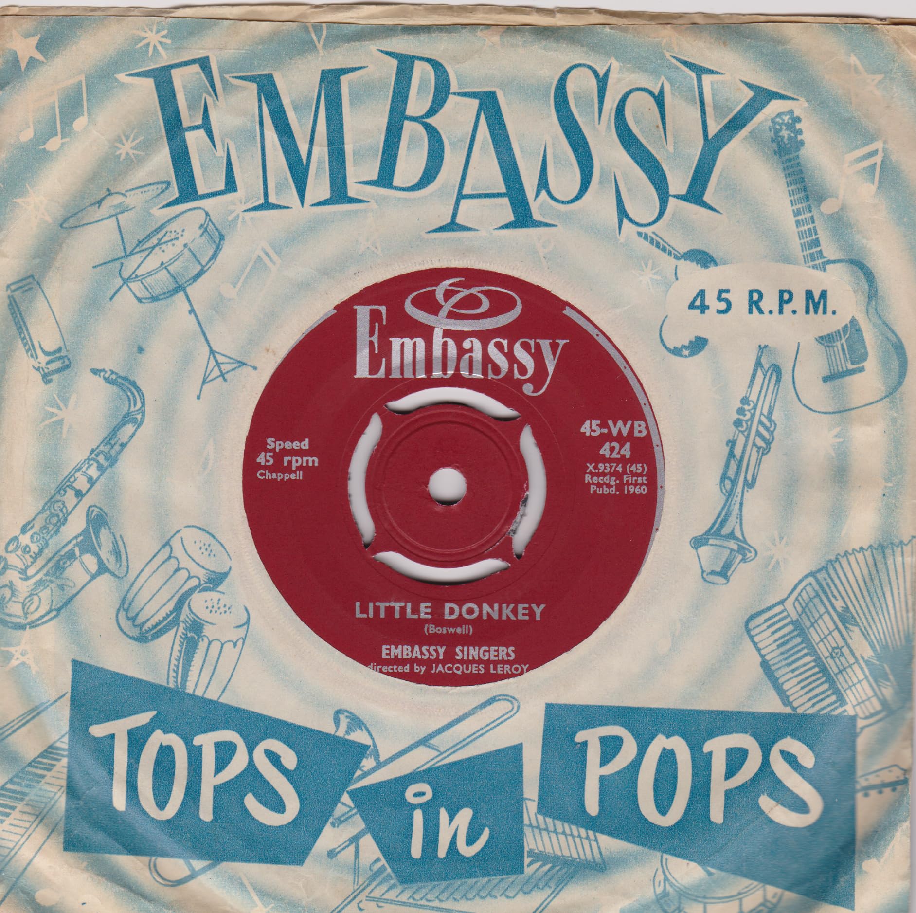 Embassy Singers – Little Donkey / Little Drummer Boy (Embassy 1960) 7" vinyl single VG/VG