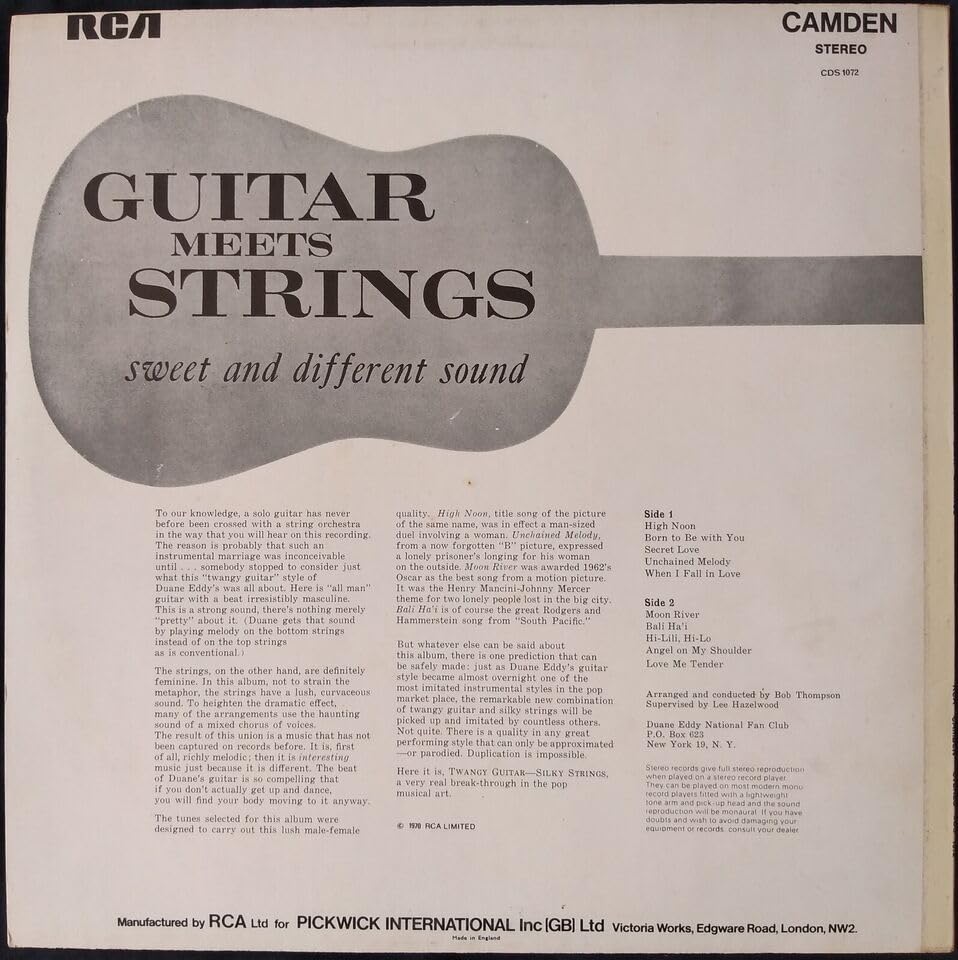 Duane Eddy - Twangy Guitar Silky Strings (RCA 1970) 12" vinyl LP VG/VG