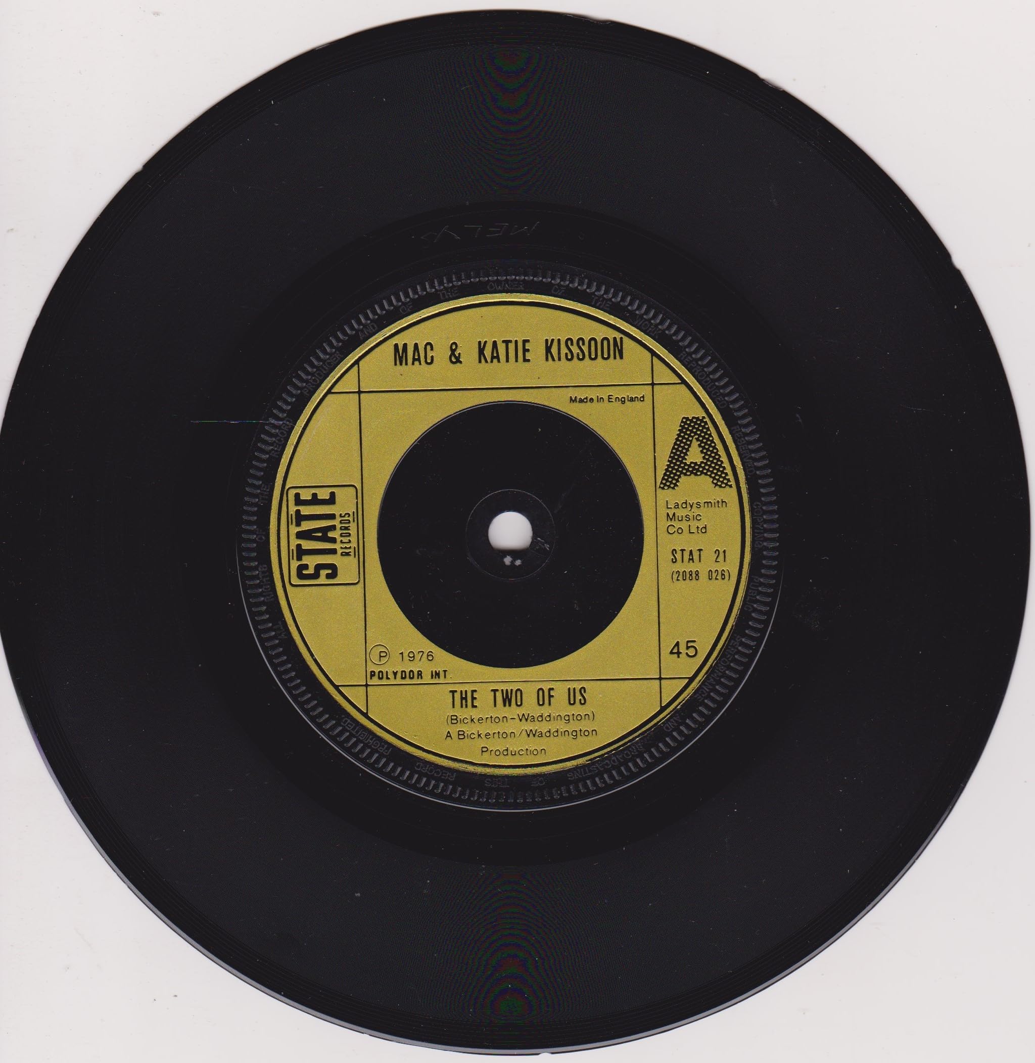 Mac & Katie Kissoon - The Two of Us (State 1976) 7" vinyl single VG/VG