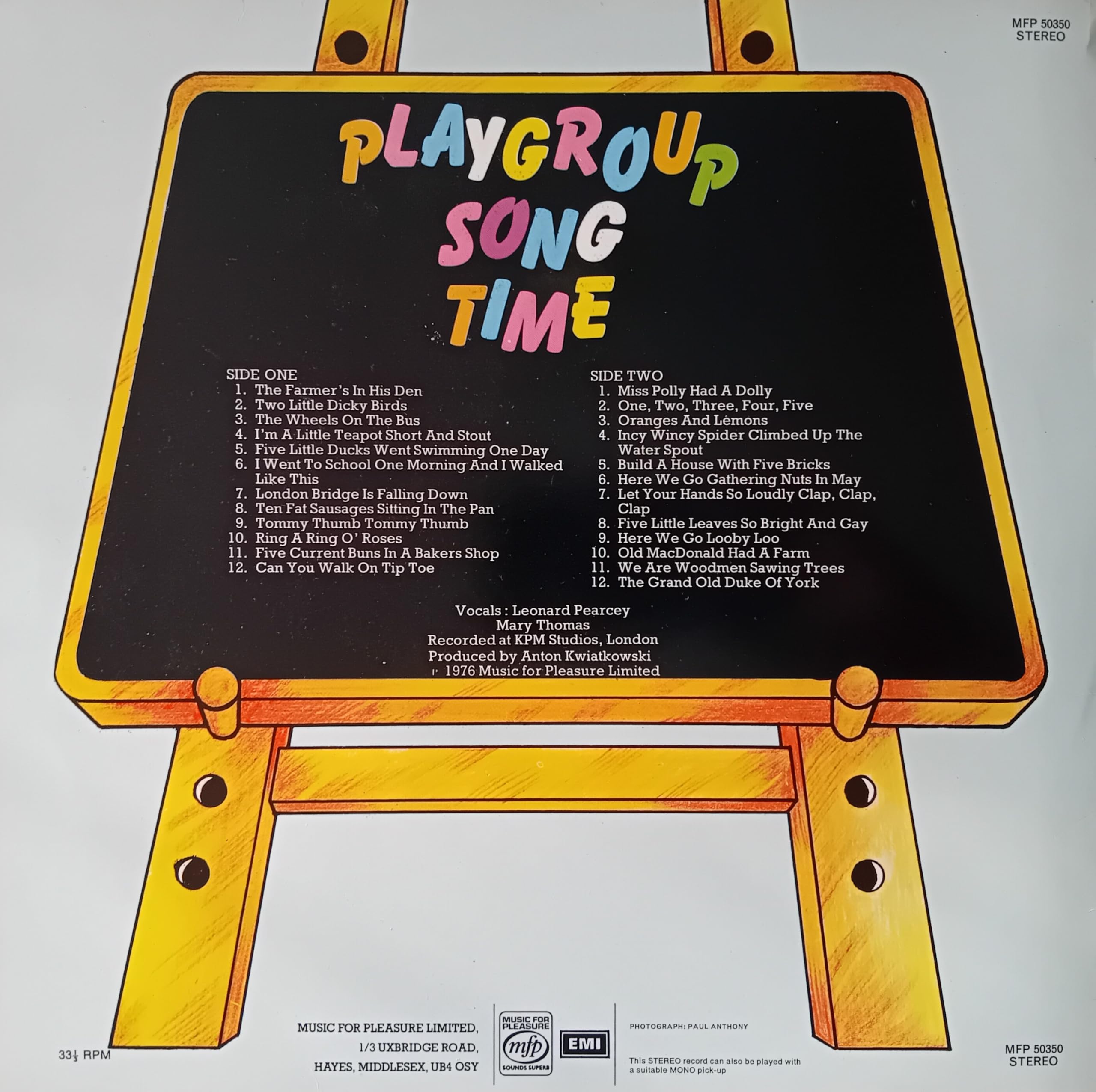 Leonard Pearcey And Mary Thomas ‎– Playgroup Song Time (EMI 1976) 12" vinyl LP VG/VG