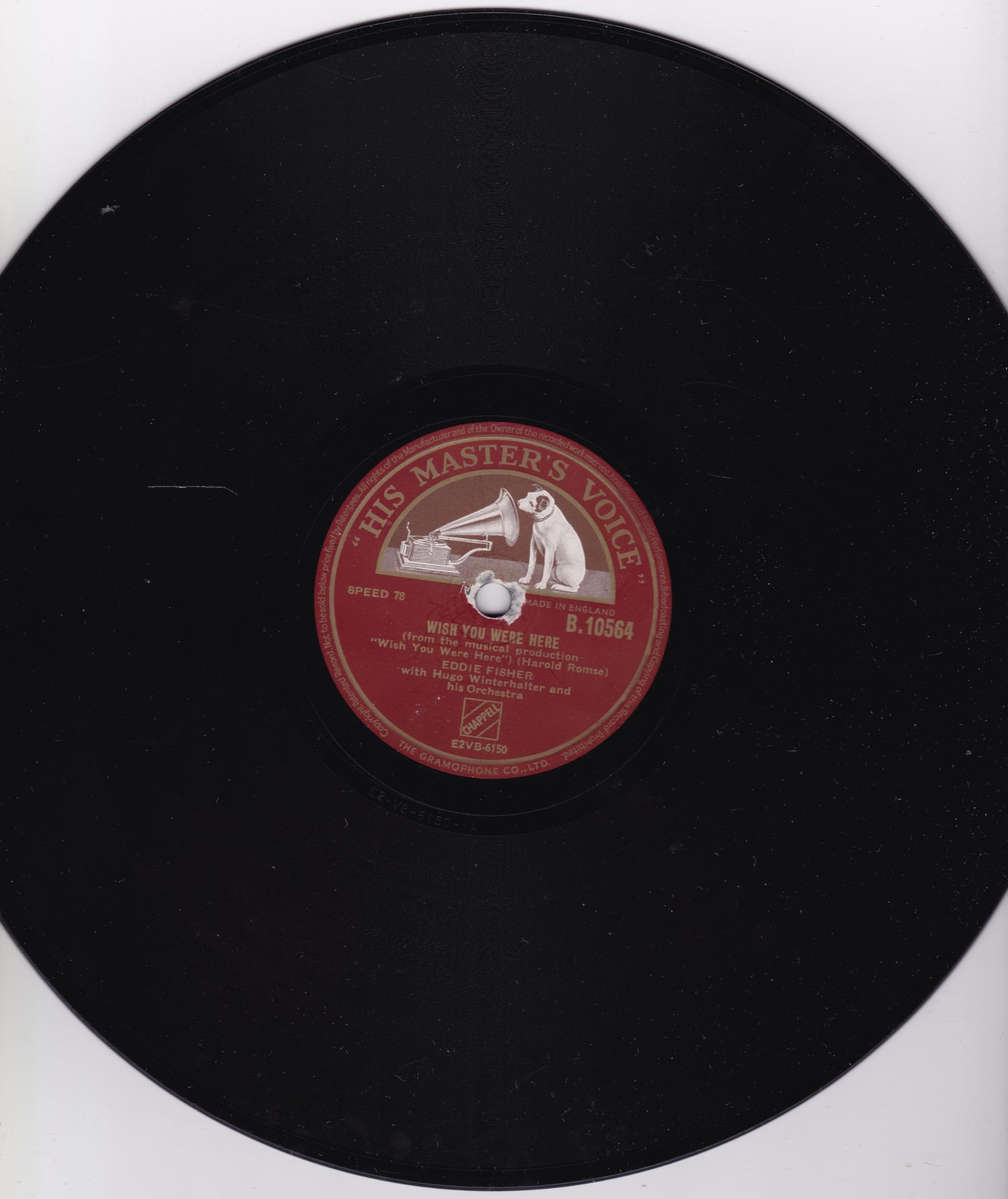 Eddie Fisher ‎– A Fool Was I (HMV 1953) 10" 78RPM shellac single VG/-