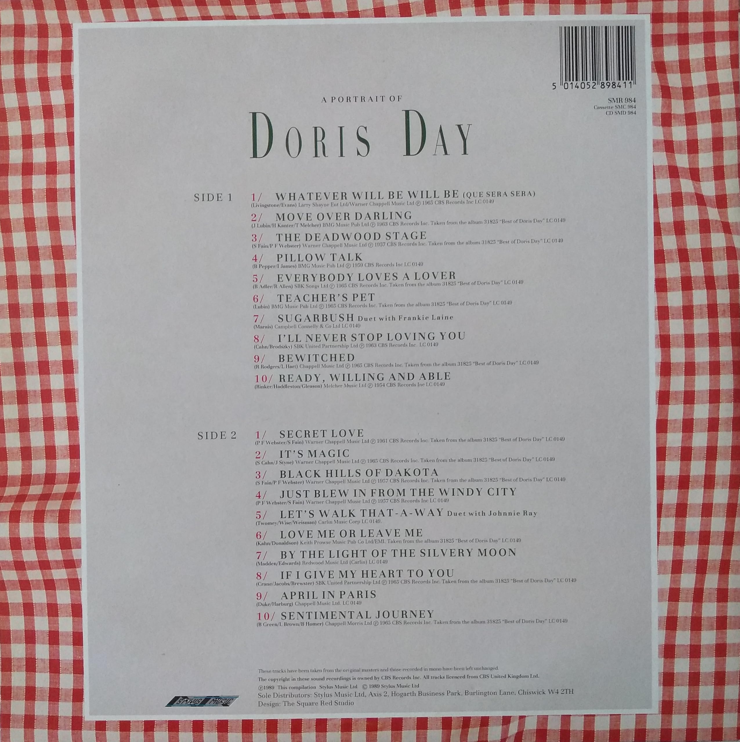 Doris Day ‎– A Portrait Of Doris Day (Stylus 1989) 12" vinyl LP VG/VG