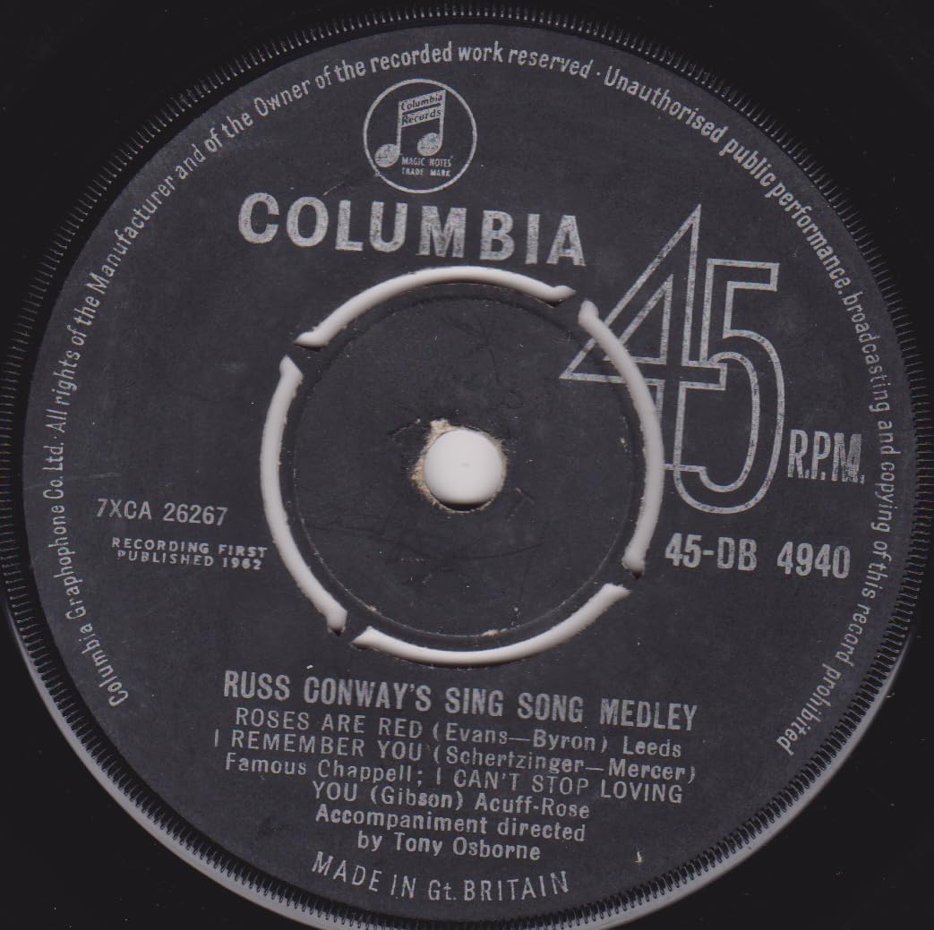 Russ Conway ‎– Russ Conway's Sing Song Medley (Columbia 1962) 7" vinyl single VG/-