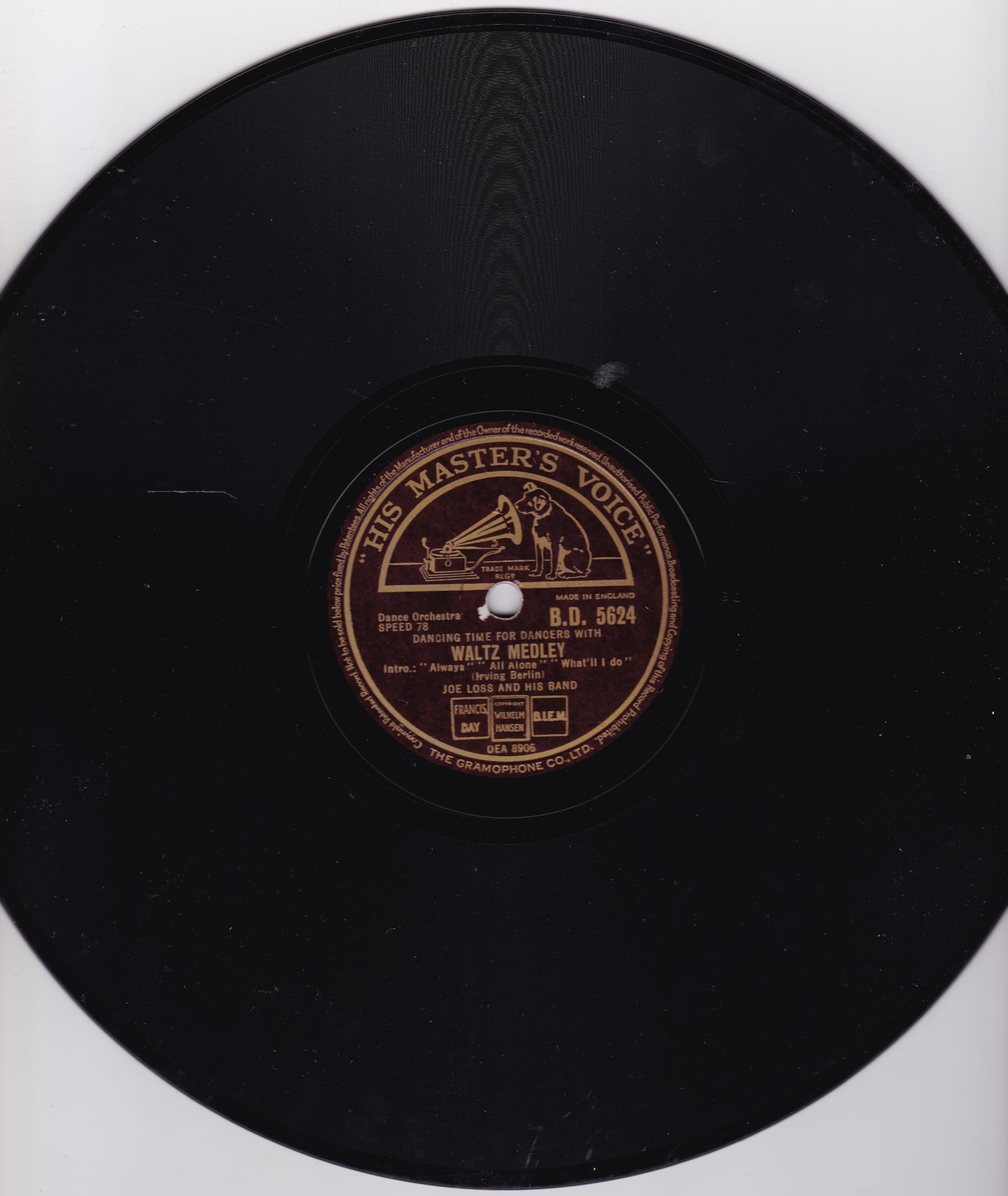 Joe Loss and His Band - Tango Medley (HMV) 10" 78 RPM shellac single VG/-