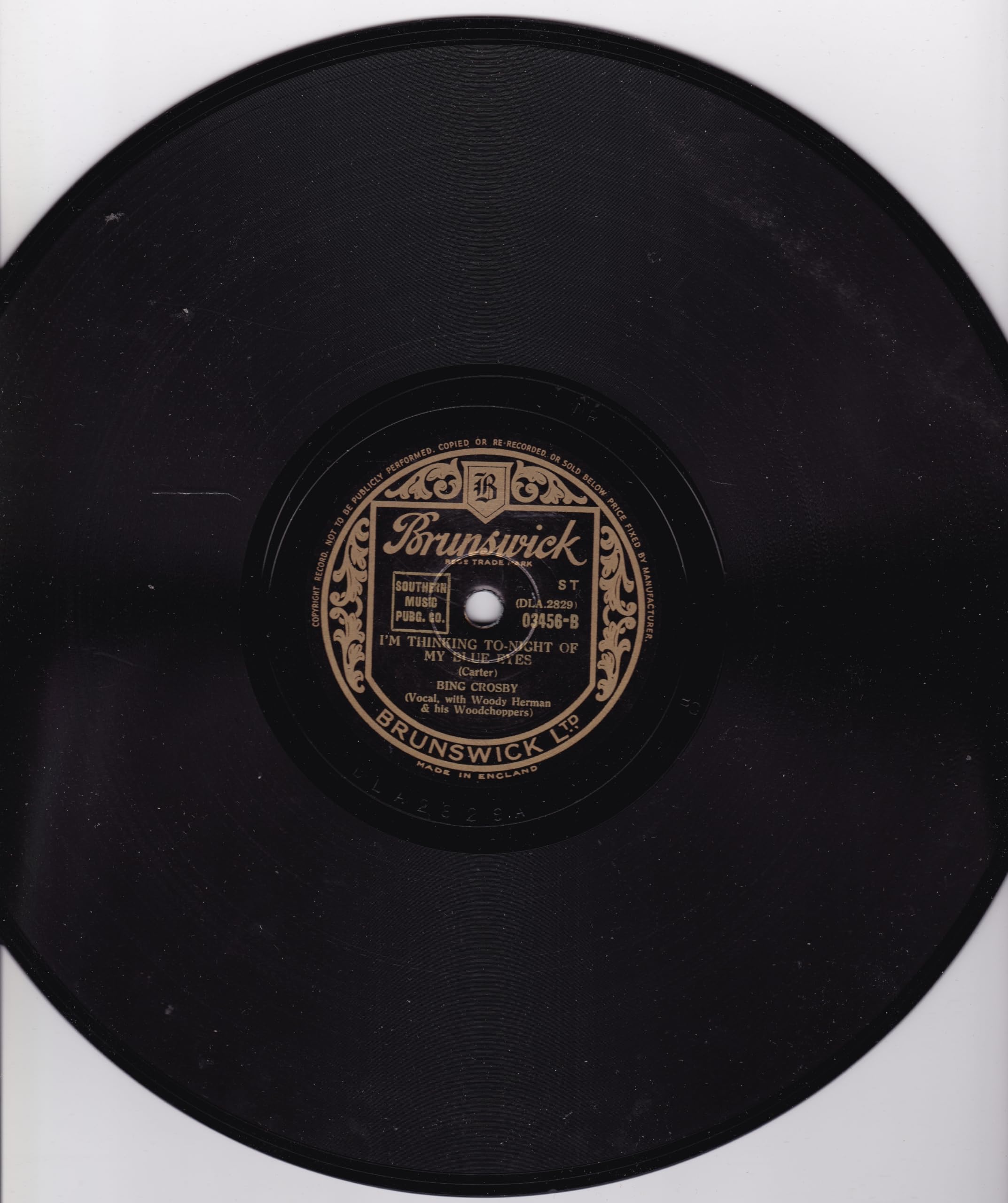 Bing Crosby ‎– It Makes No Difference Now (Brunswick) 10" 78 RPM shellac single VG/-