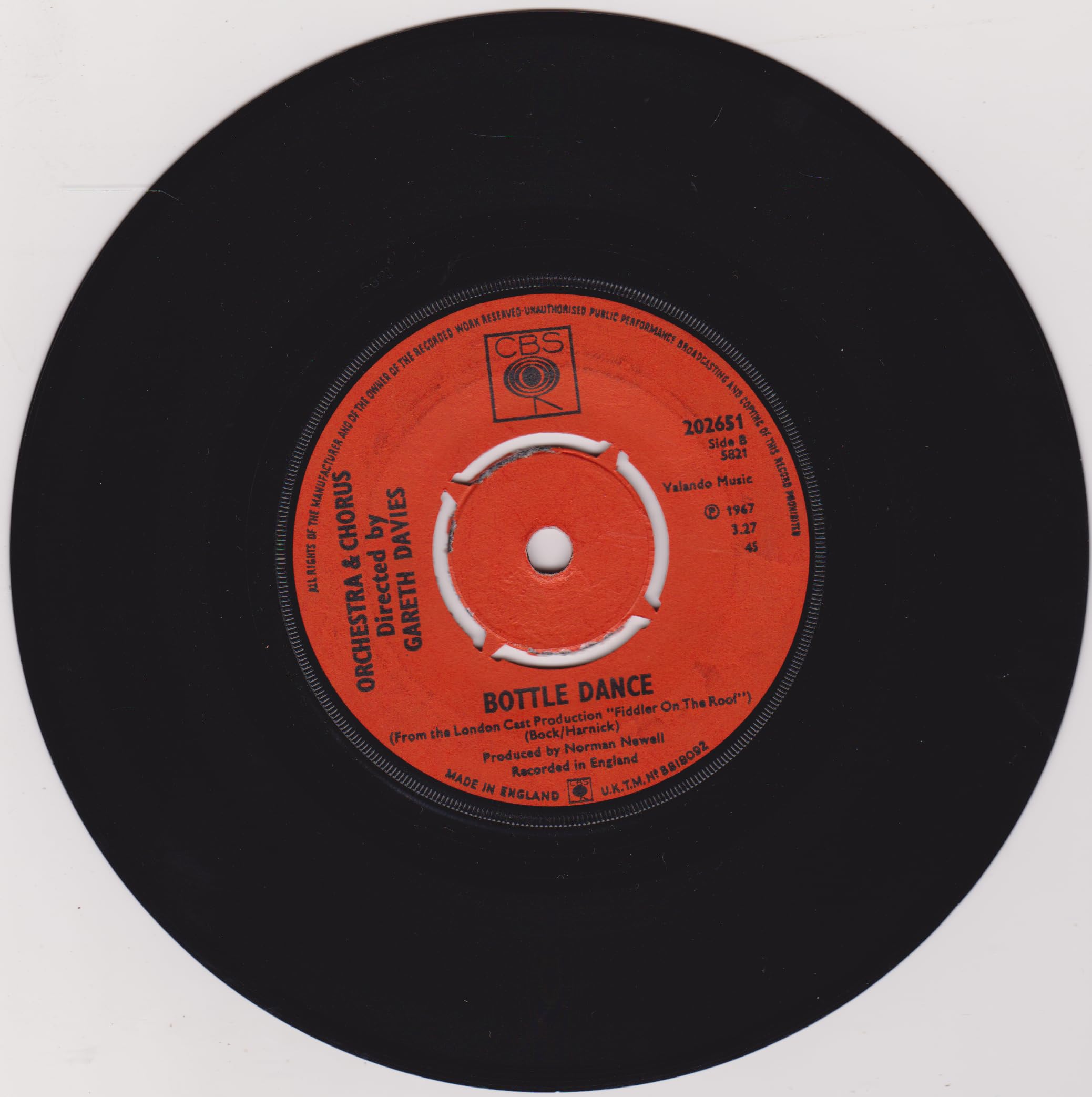 Topol ‎– If I Were A Rich Man (CBS 1967) 7" vinyl single VG/VG